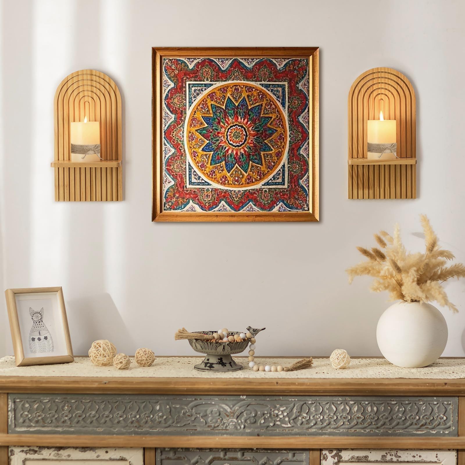 Zaewry Wandregal Holz Boho Wanddeko: Holz Wand Deko Kinderzimmer Wand Regal günstig online kaufen