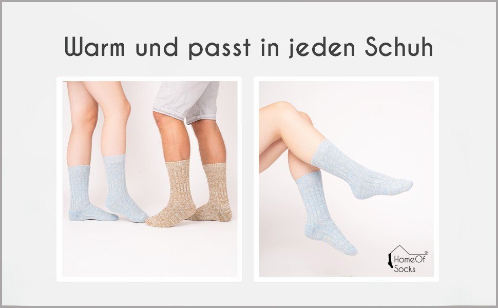 aus Wollsocken Paar) Grau (Schurwolle) 1 Melierte Dünne Wollsocken Socken Wolle HomeOfSocks und mit 75% Wollanteil (Paar, warme 75%