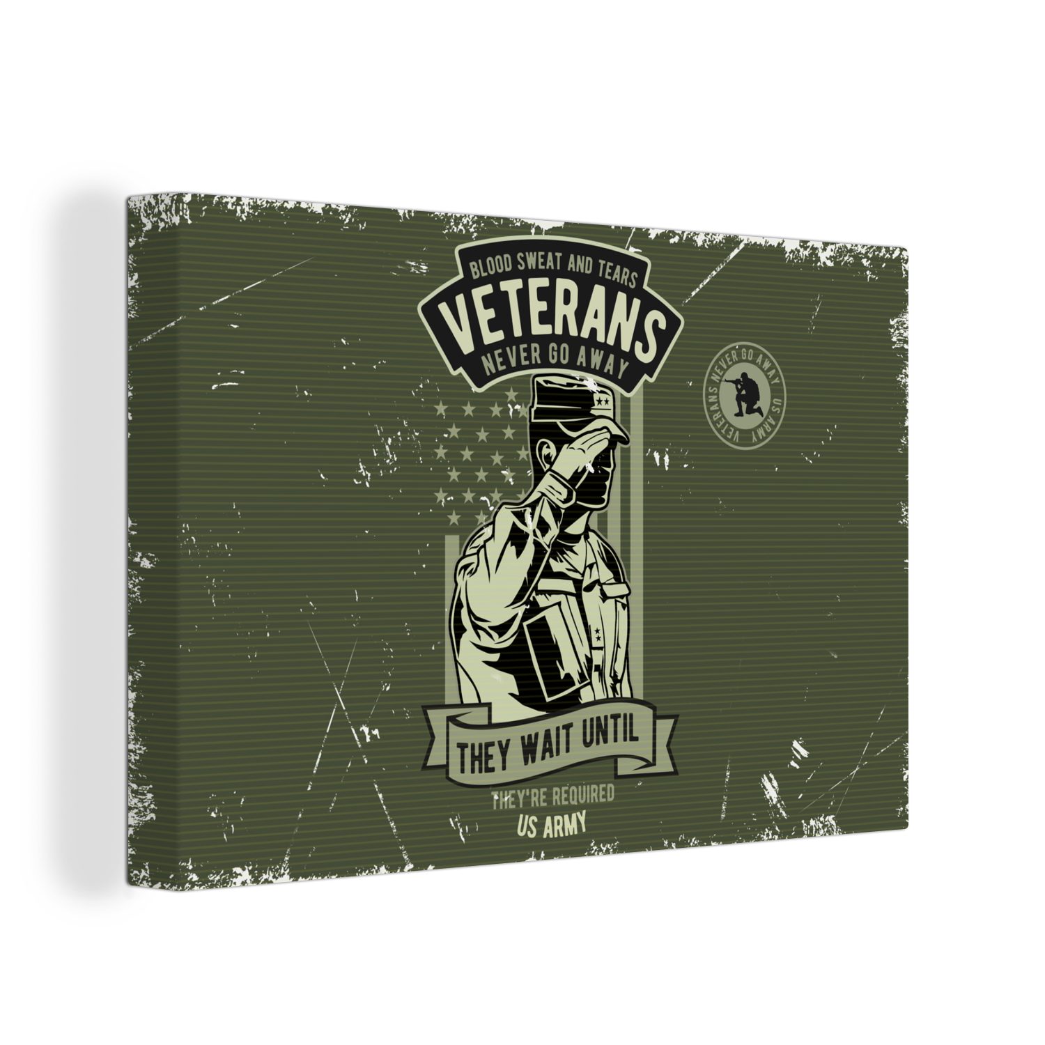 Fahne, OneMillionCanvasses® Armee 30x20 St), Aufhängefertig, Leinwandbild Wanddeko, Leinwandbilder, (1 - Vintage Wandbild cm -