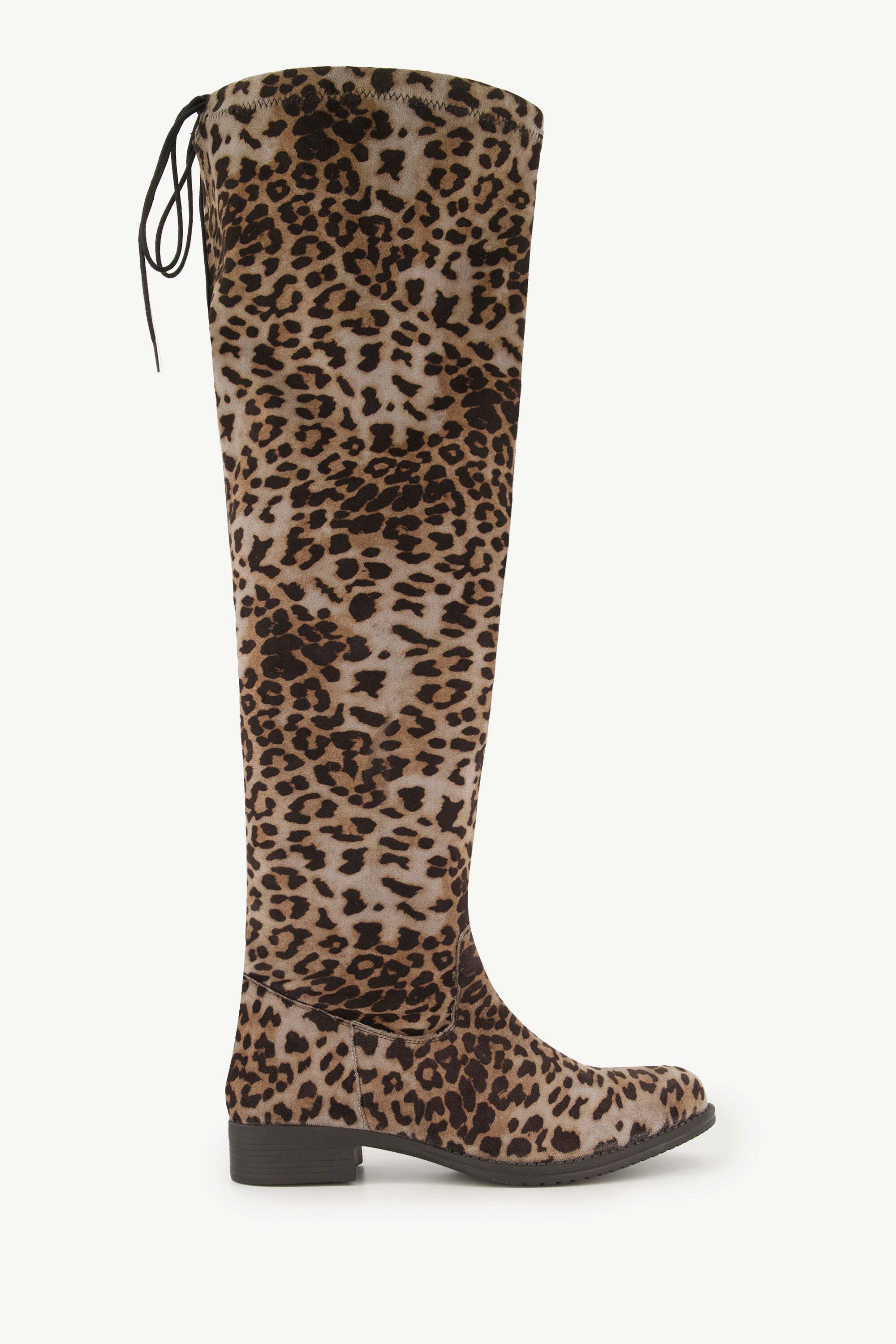 Ulla Popken Overknee-Stiefel XL-Schaft Leomuster Zipper Stiefel günstig online kaufen