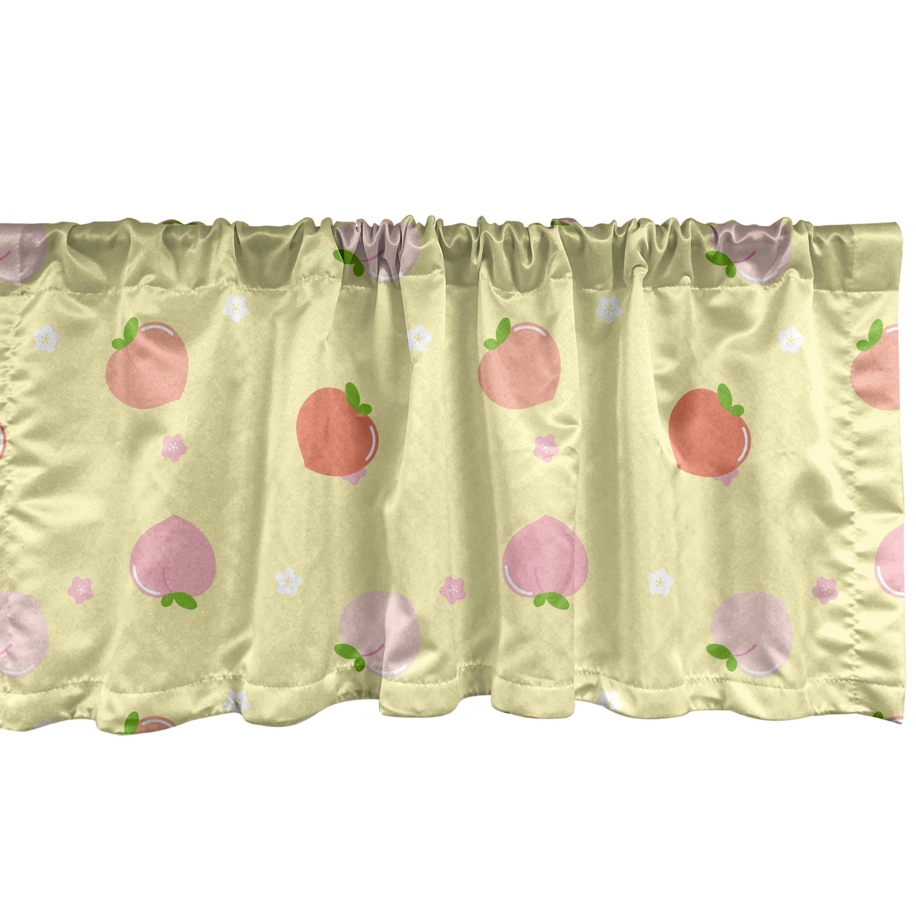 Schlafzimmer Volant Farben Stangentasche, mit Vorhang Microfaser, Peach Abakuhaus, mit für Obst Dekor Küche Scheibengardine Blossom