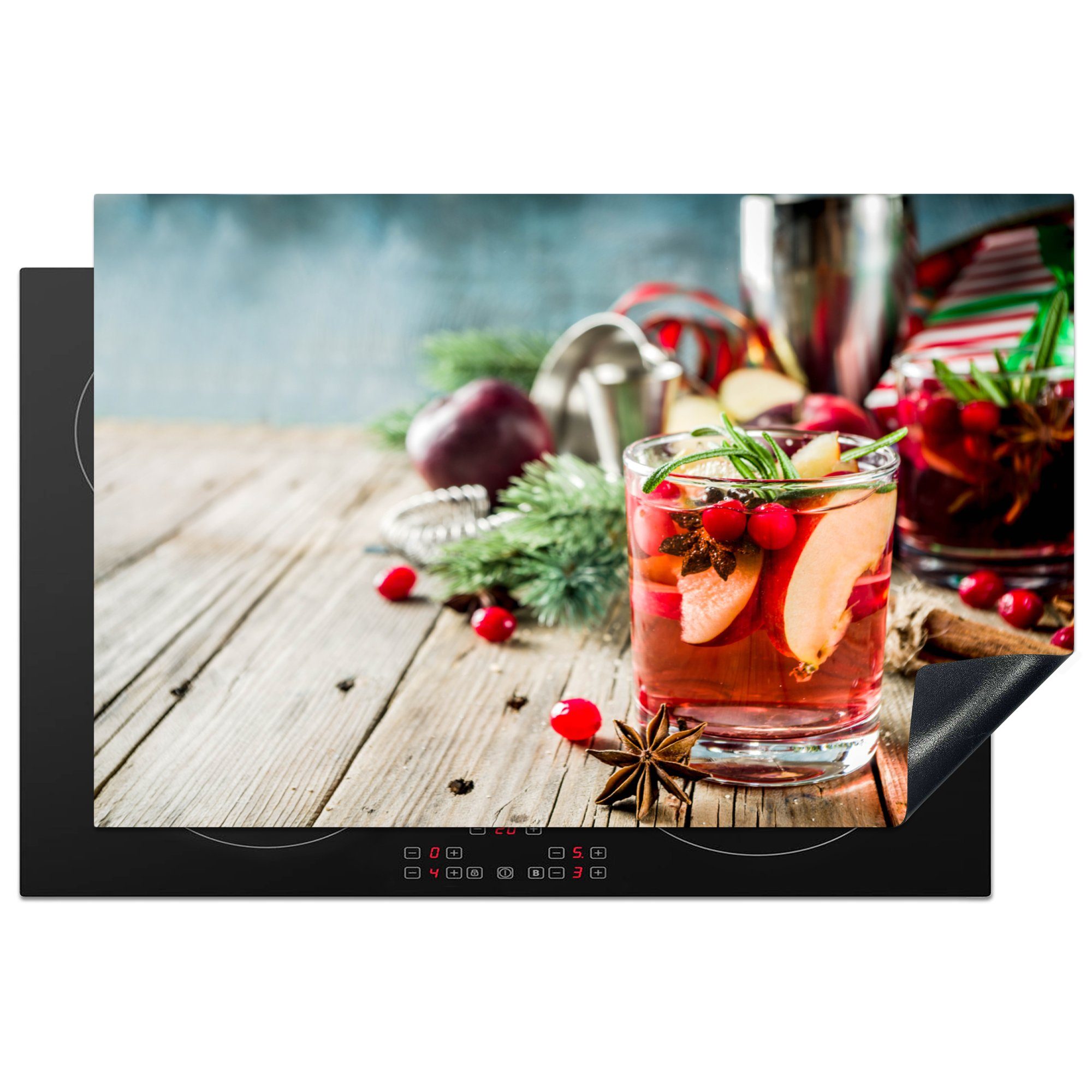 MuchoWow Herdblende-/Abdeckplatte Cocktail - Rot - Sommer, Vinyl, (1 tlg), 81x52 cm, Induktionskochfeld Schutz für die küche, Ceranfeldabdeckung