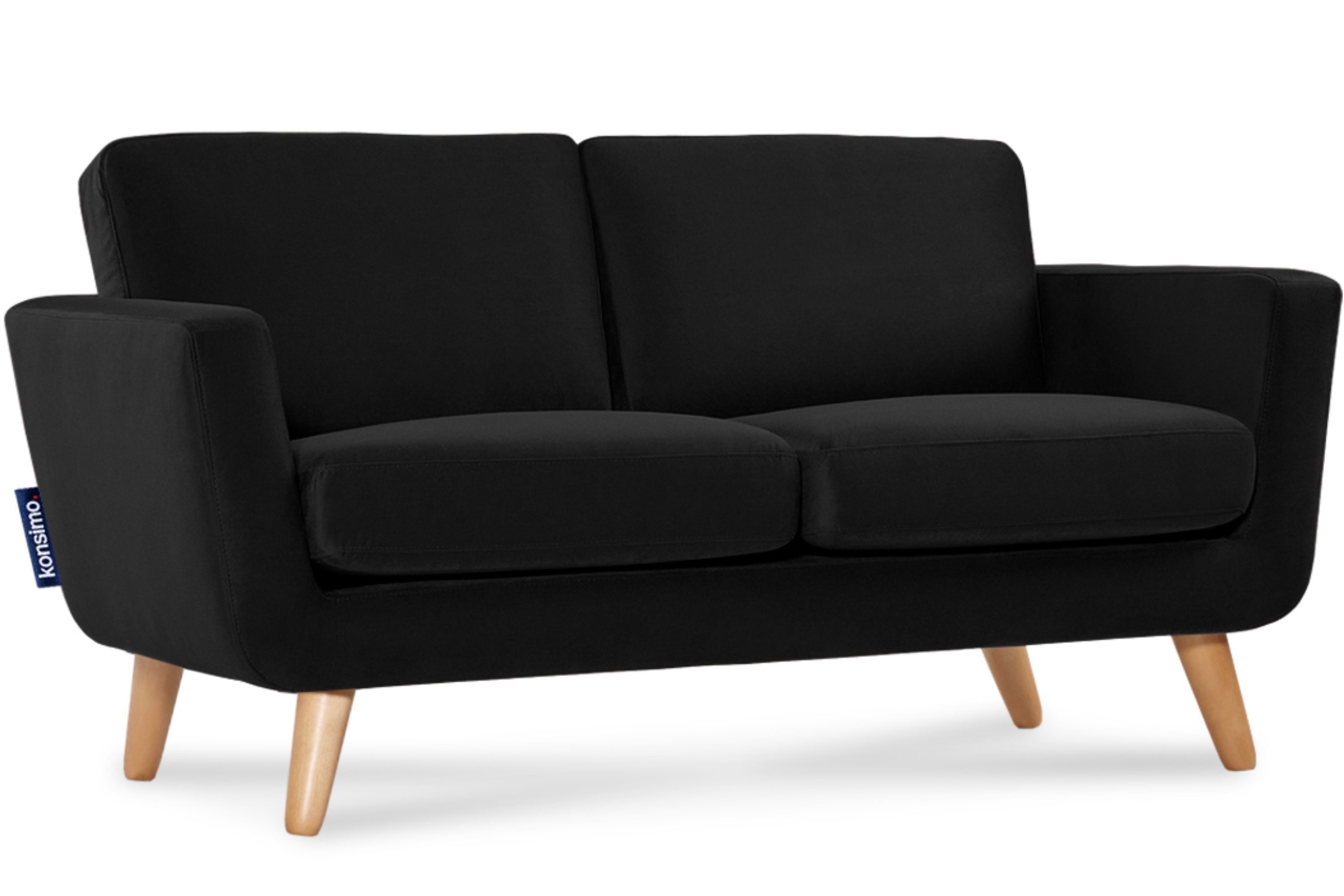 Konsimo 2-Sitzer TAGIO Sofa, Scandi-Stil, mit Armlehnen, Gestell aus Massivholz