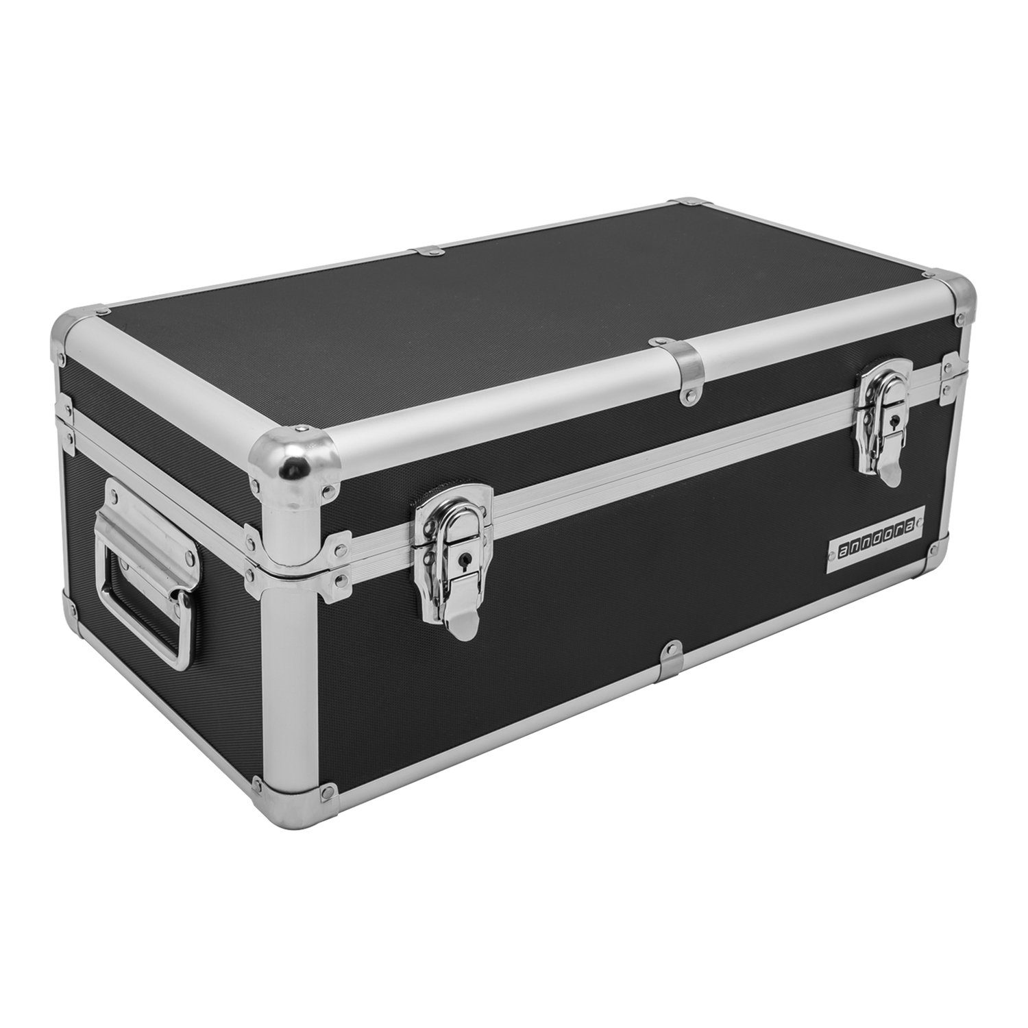 anndora Aufbewahrungsbox Alu Rahmenkoffer Transportbox (schwarz), stabiler Metallrahmen - mit Moosgummi ausgekleidet