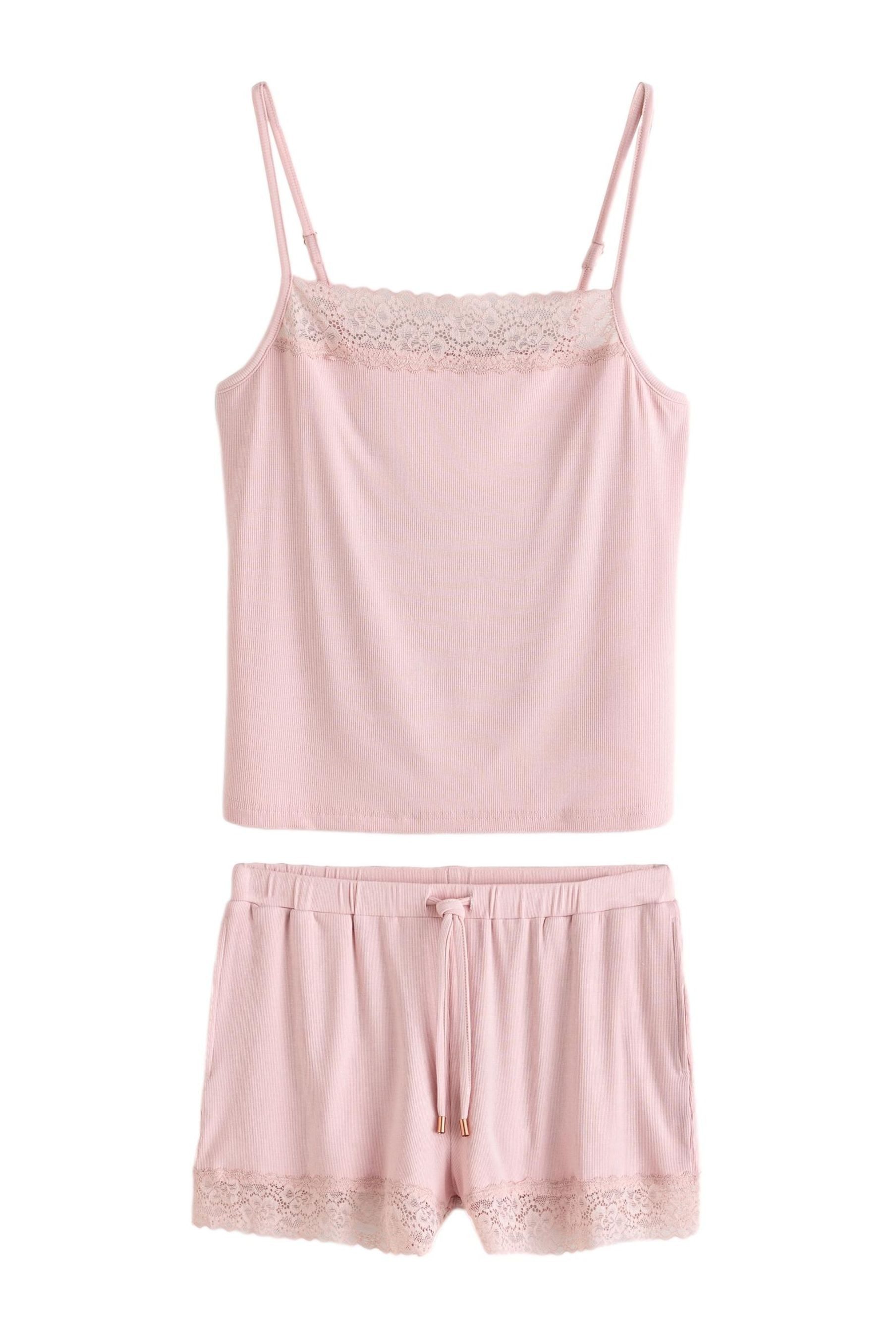 Pyjama Laura Ashley gerippter Modal-Schlafanzug, Spitze