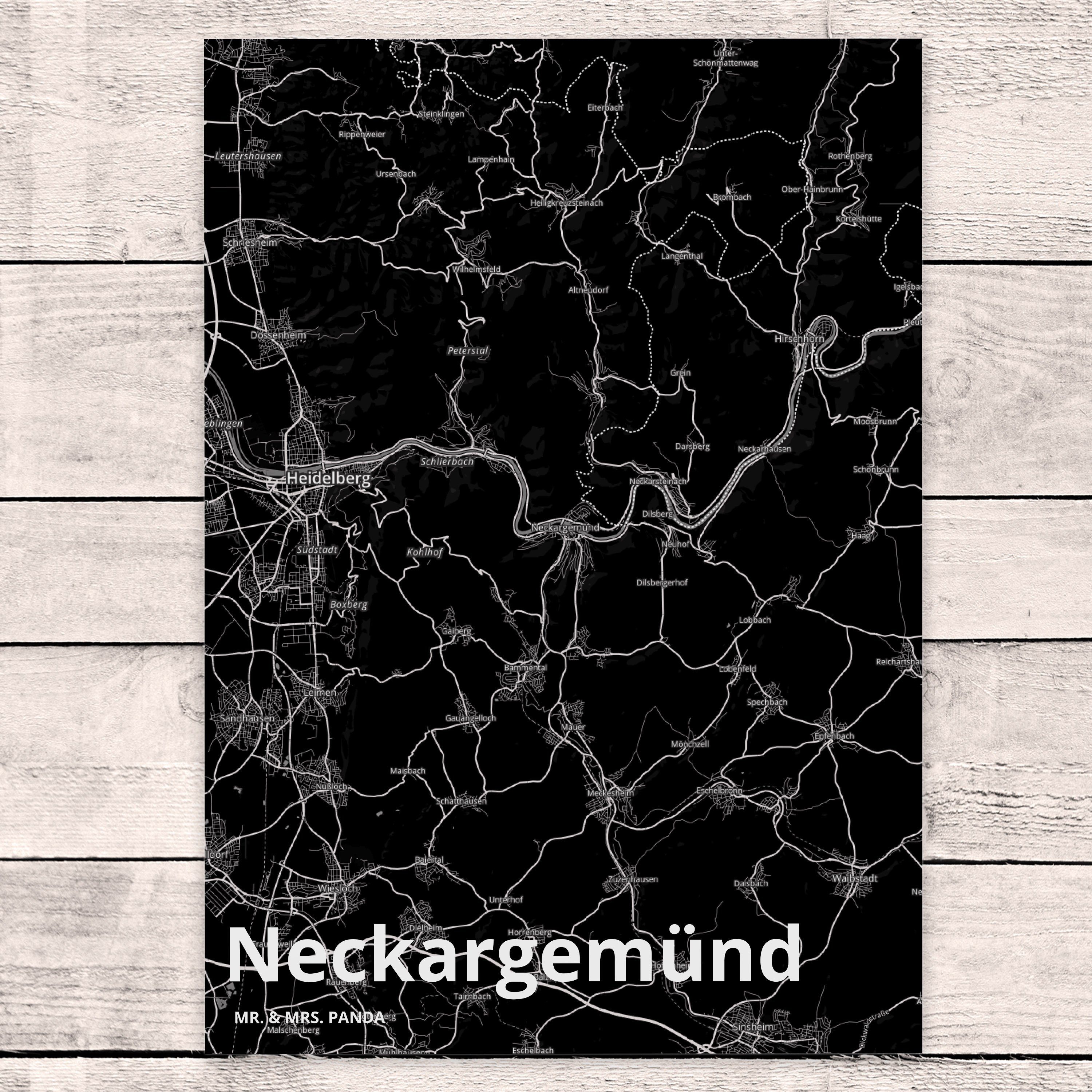 Ma Mr. Geschenkkarte, Stadt - Mrs. Panda Dorf Karte & Geschenk, Postkarte Neckargemünd Landkarte