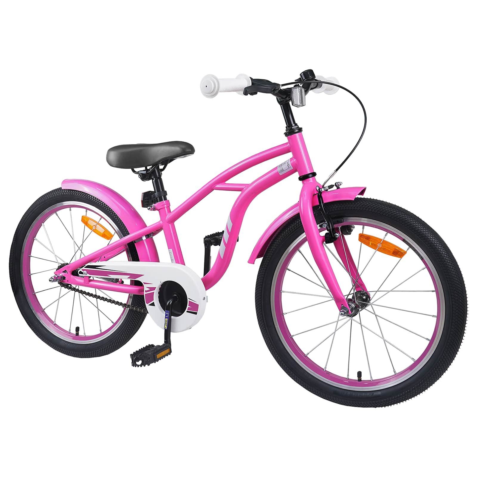 vidaXL Kinderfahrrad 137 x 54 x 79 cm Kinderfahrrad 20 Zoll für 6-11 Jahre alt Dunkelrosa
