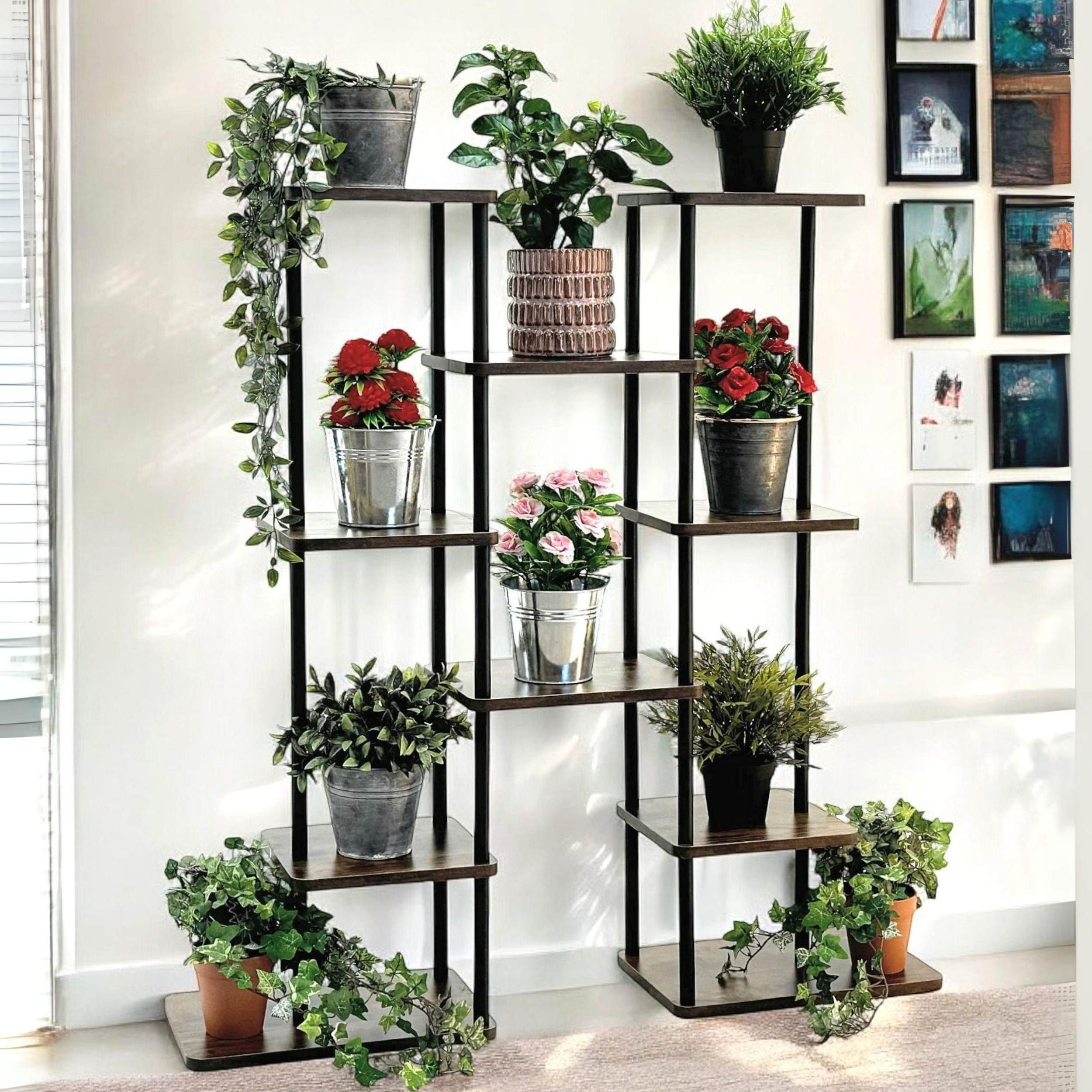 DanDiBo Blumenständer Wohnzimmer Metall Schwarz 6 Etagen Holz 96584 Blumenr günstig online kaufen