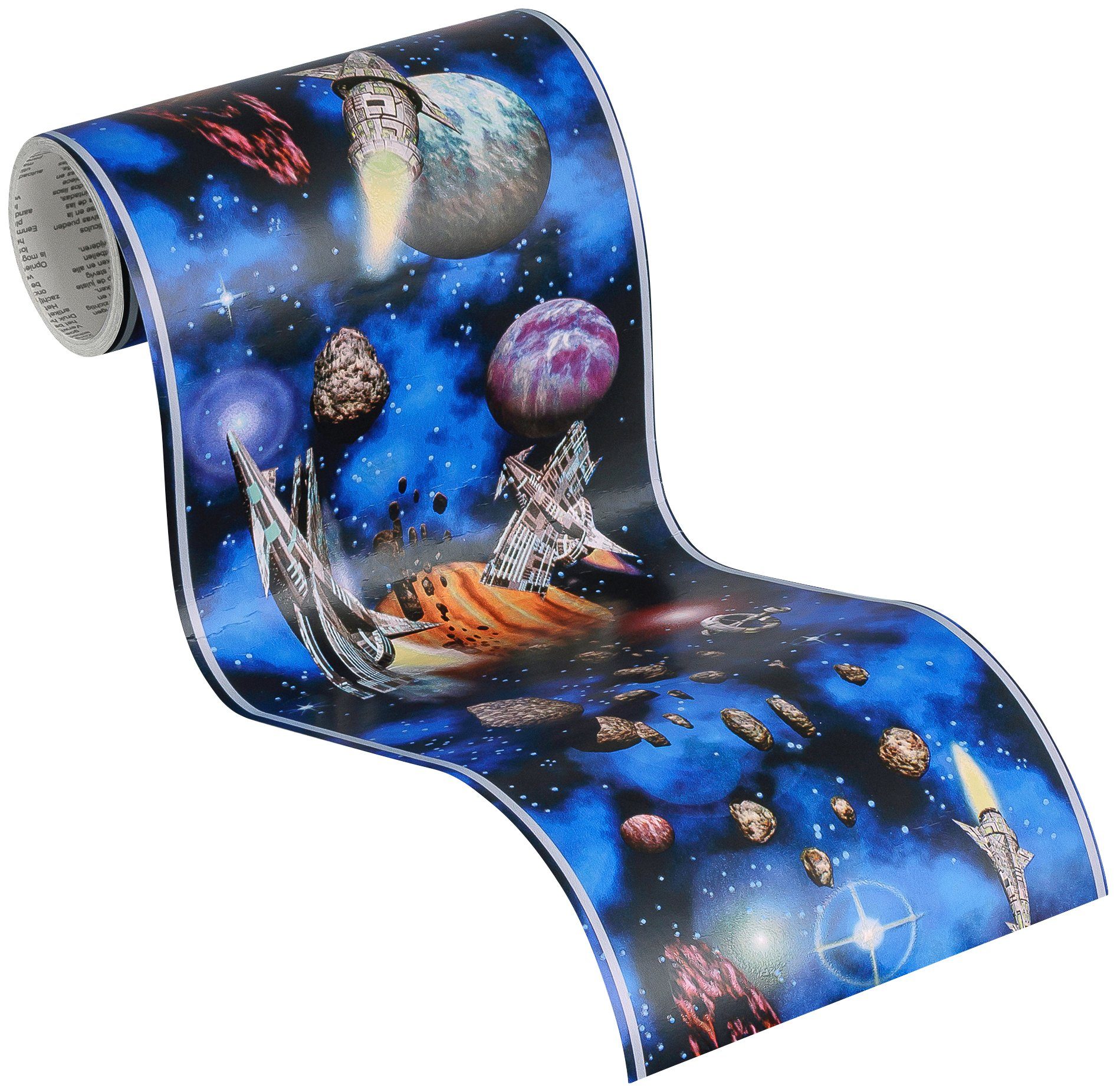 A.S. Création Bordüre Only Borders, glatt, Comic, Weltall, abstrakt, Tapete Bordüre Kinder Naturstein Borte Wohnzimmer Design Kinderzimmer