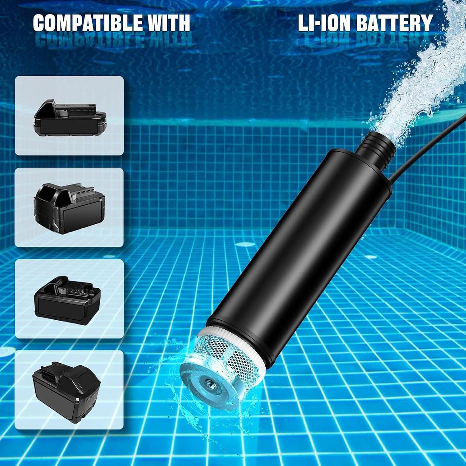 Athlix Tauchpumpe 120W 12V Tragbare Kabellose Tauchpumpe für Wasser und Öl, 4,5m Kabel, Überlast- und Niederspannungsschutz