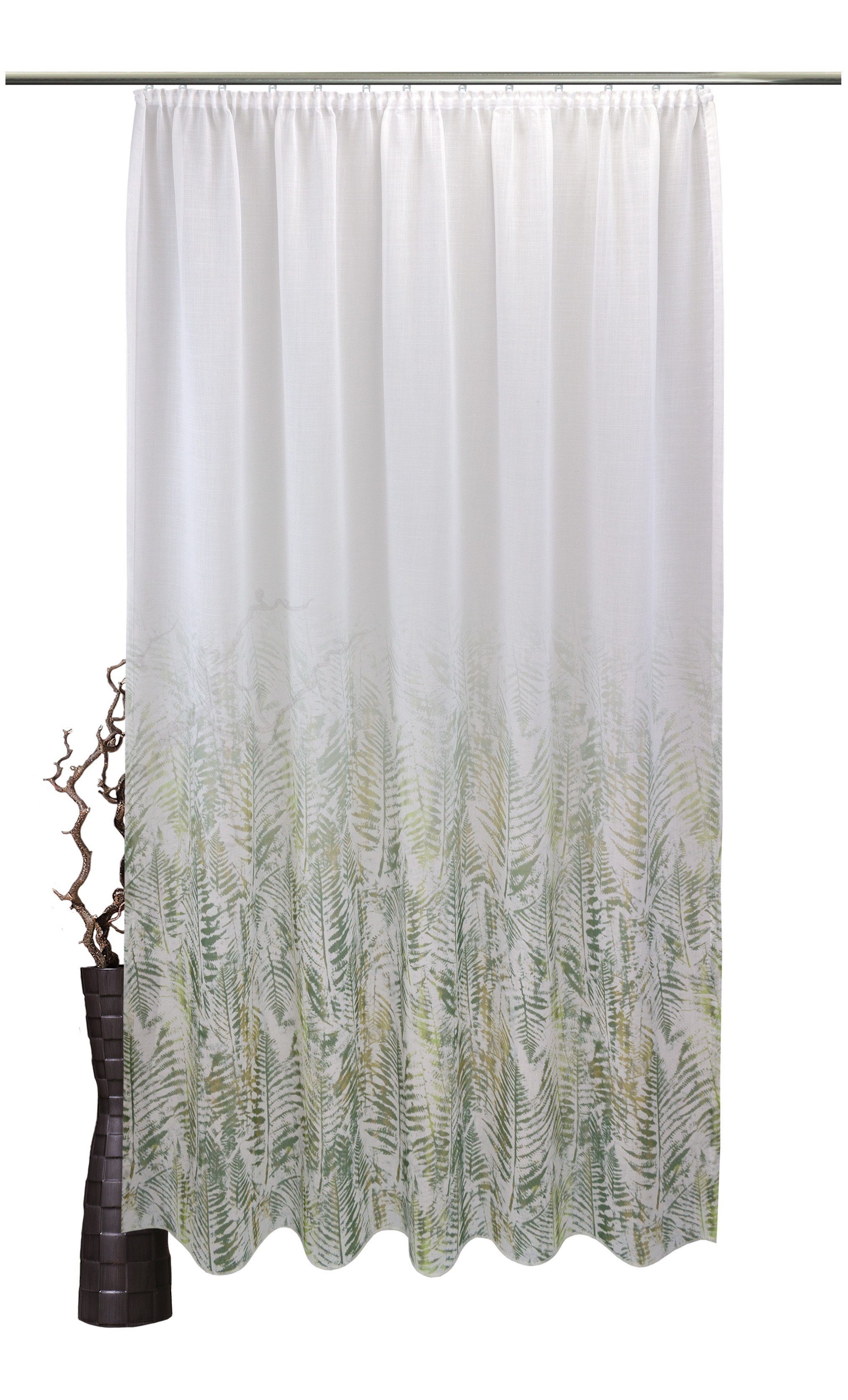 Vorhang Alessa, VHG, Kräuselband (1 St), halbtransparent, Digitaldruck, Farbverlauf, Aquarell grün