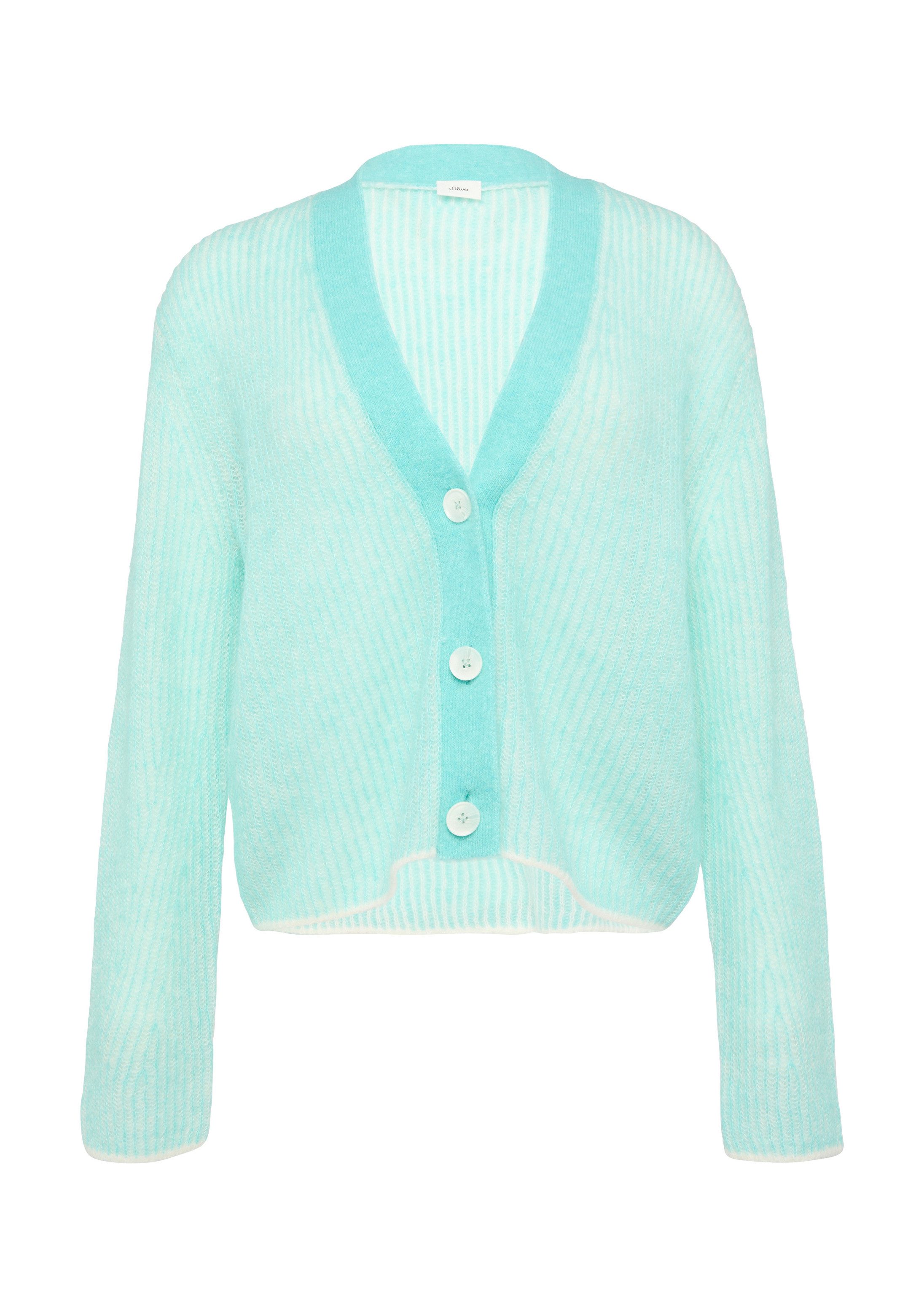 s.Oliver Cardigan Strickjacke Lockere Strickjacke aus Alpakamix mit Rippstruktur