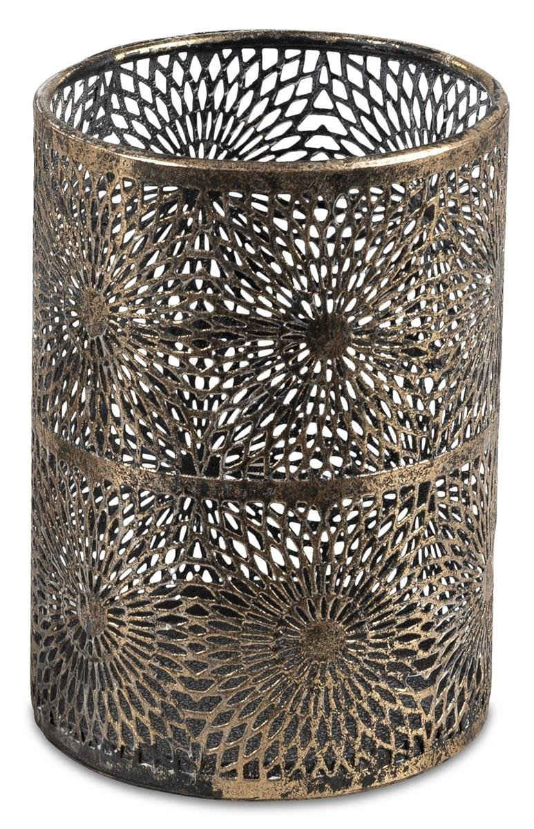 dekojohnson Formkerze »orientalisches Metall-Windlicht goldfarben 11x15cm«