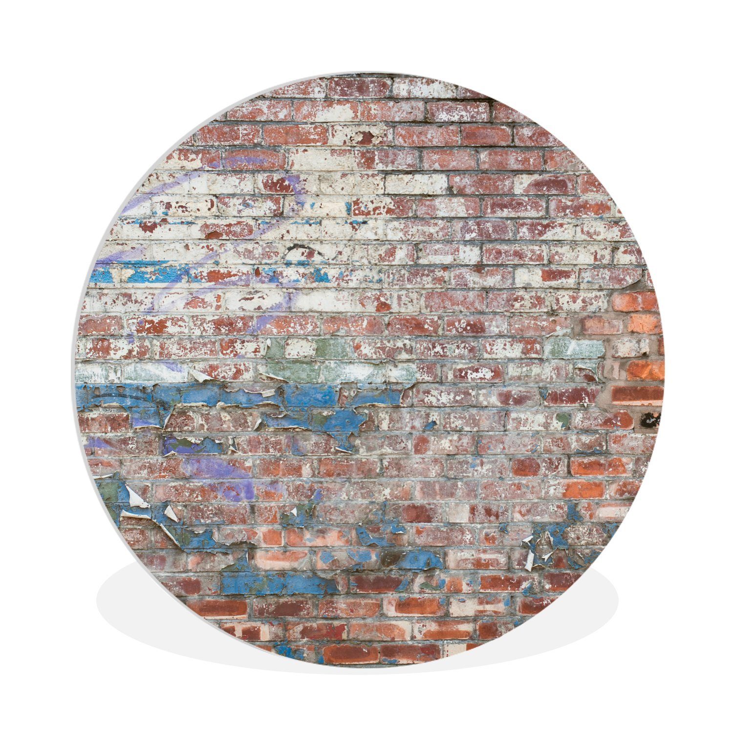 Backstein - Wandbild, Rundes (1 Gemälde Straßenkunst - Forex, Wohnzimmer, 30x30 MuchoWow Wand, Wanddekoration cm St), Kreis