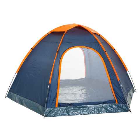 CampFeuer Kuppelzelt Zelt HexOne für 4 Personen, Orange / Blau, 3000 mm Wassersäule, Personen: 4