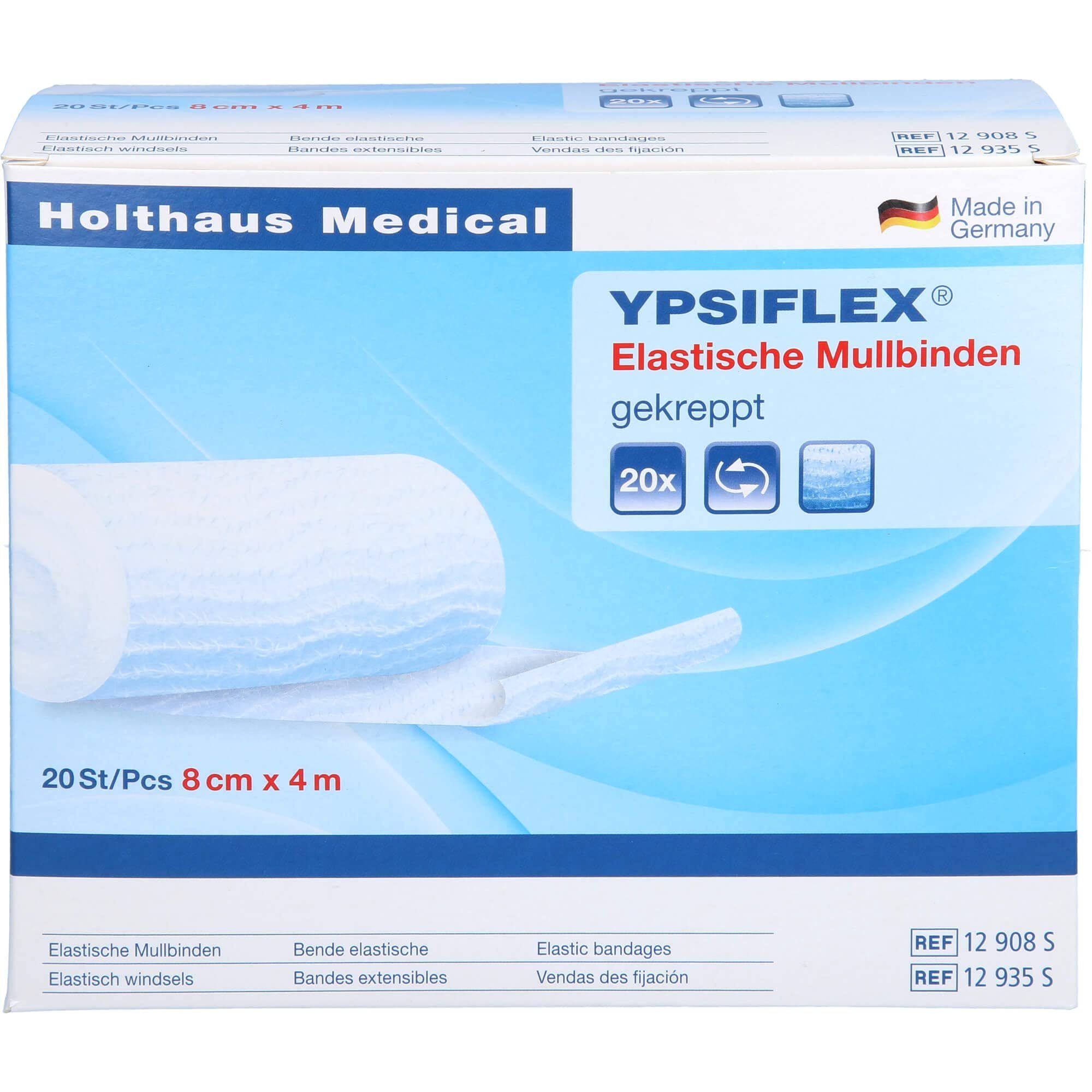 Wundpflaster YPSIFLEX Elast. Mullbinde PA:CV/CO, 8 cm x 4 m, Klinikpackung à
