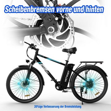 HITWAY E-Bike, 7 Gang, Heckmotor, 26 Zoll Elektrofahrrad MTB Cityräder Mountainbike StVZO