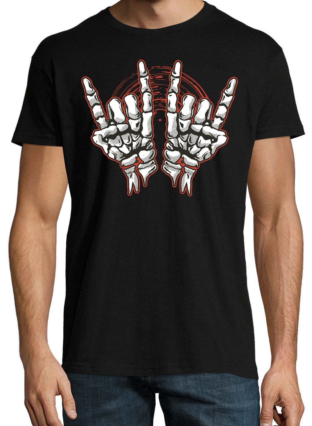 Youth Designz T-Shirt Skelett Hand Rock'n'Roll günstig online kaufen