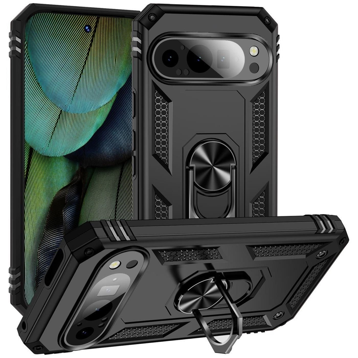 CoolGadget Handyhülle Armor Shield Case für Google Pixel 9 Pro 6,3 Zoll, Outdoor Cover Magnet Ringhalterung Handy Hülle für Pixel 9 Pro