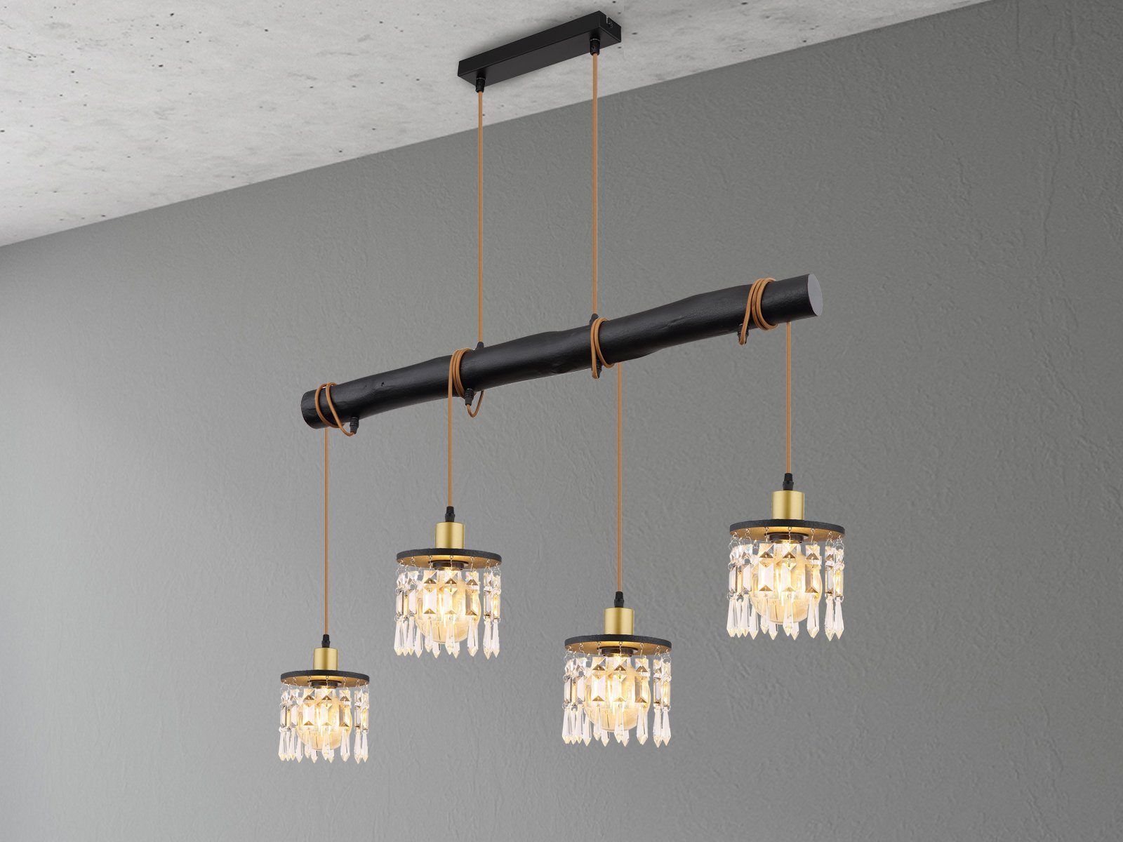 LED Pendelleuchte, Lampe wechselbar, meineWunschleuchte LED Esstisch Holzbalken hängend 85cm übern Designer warmweiß, ausgefallene für