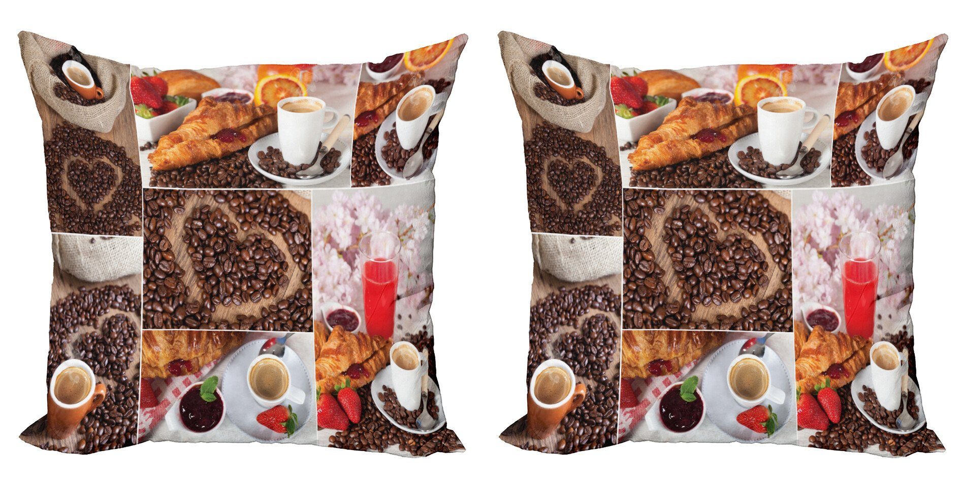 Digitaldruck, Kaffee Abakuhaus Kissenbezüge und Accent Modern Croissant (2 Kaffee Doppelseitiger Stück),