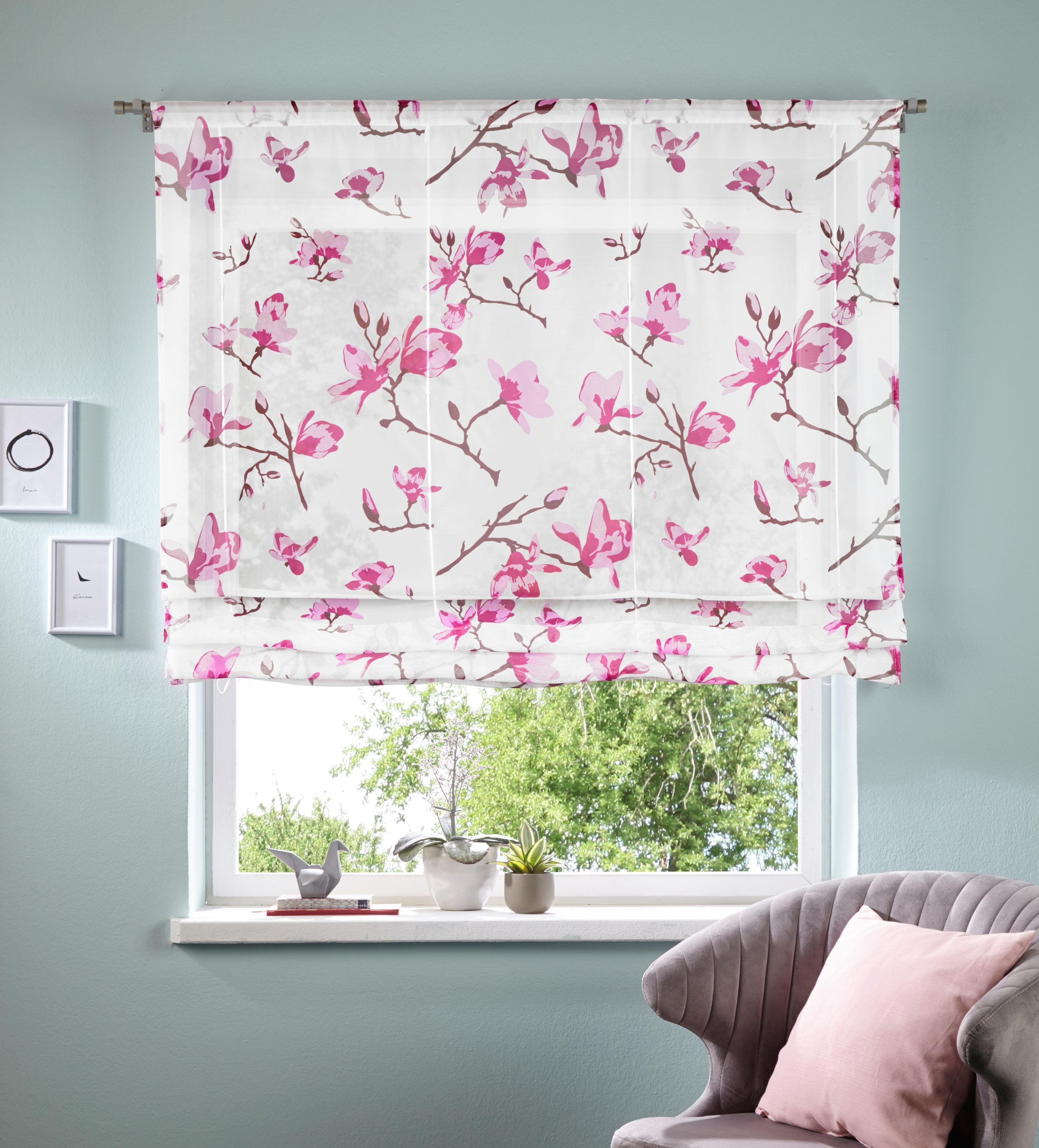 Bändchenrollo Orchidee, my home, mit Stangendurchzug, Transparent, Voile,  Polyester