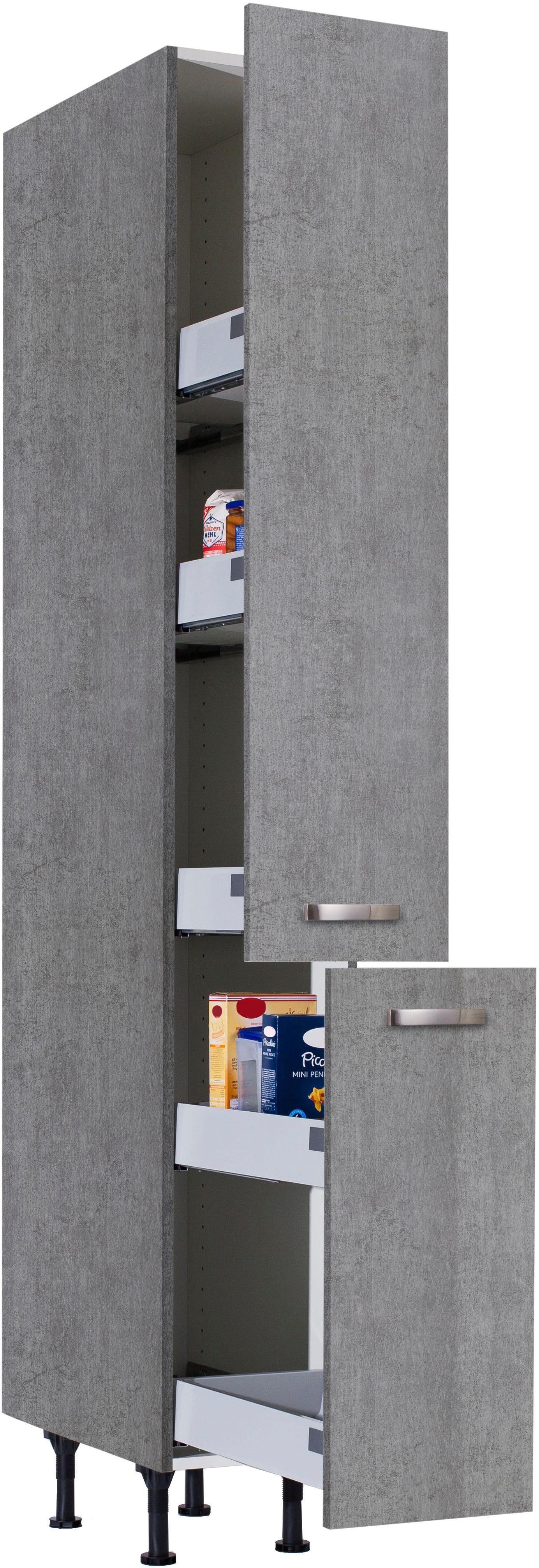 cm 2 beton/beton Breite Füße, höhenverstellbare Apothekerschrank Vollauszügen 5 OPTIFIT beton Ablagen, 30 mit Cara und |