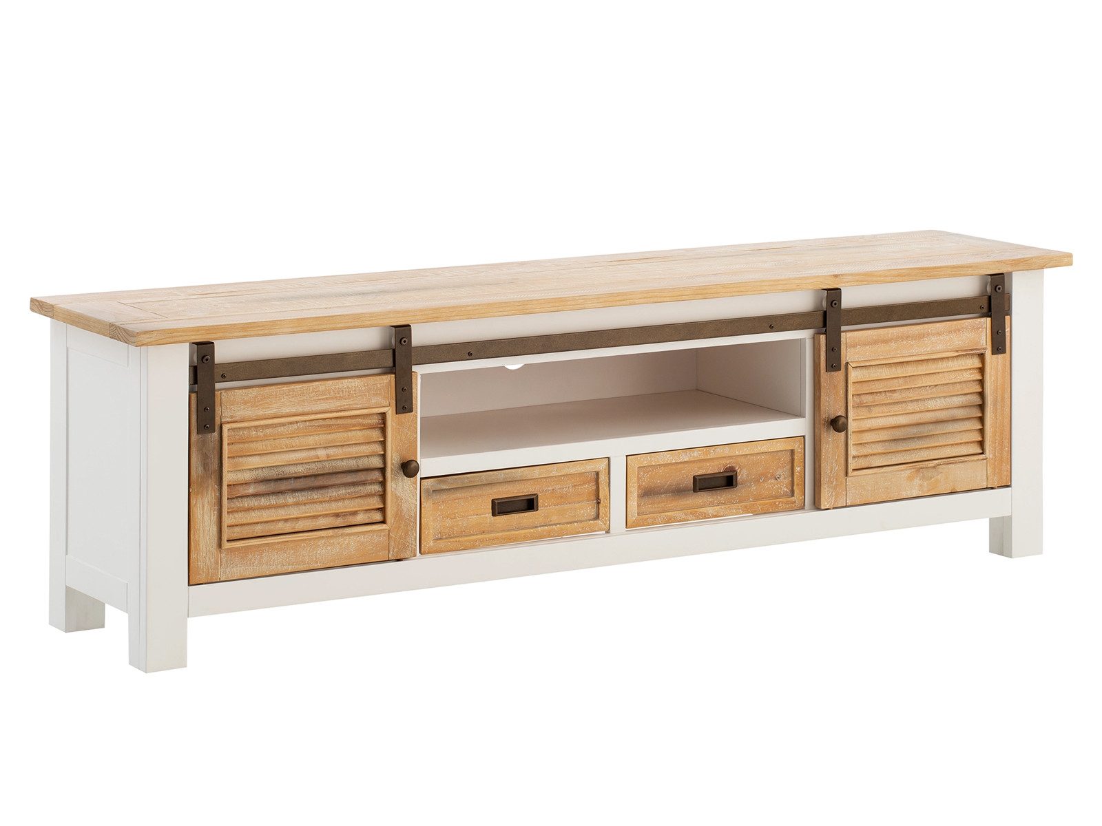 massivum Lowboard Capera TV-Bank aus Holz weiß braun (1 St)