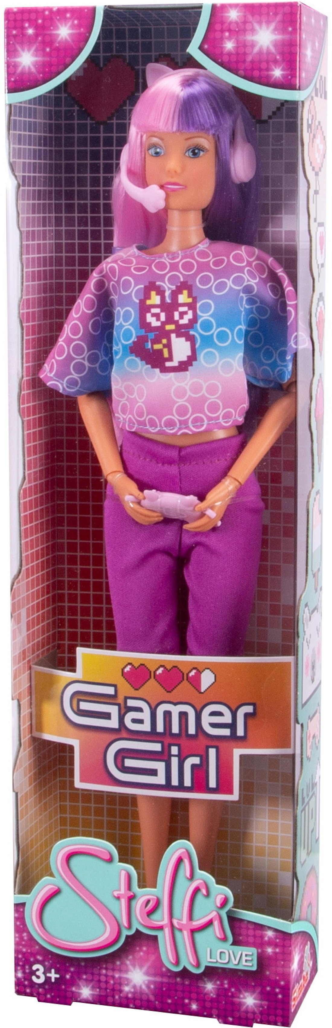 SIMBA Anziehpuppe Simba Puppe Steffi Love Gamer Girl Gaming-Outfit Kopfhöre + Controller