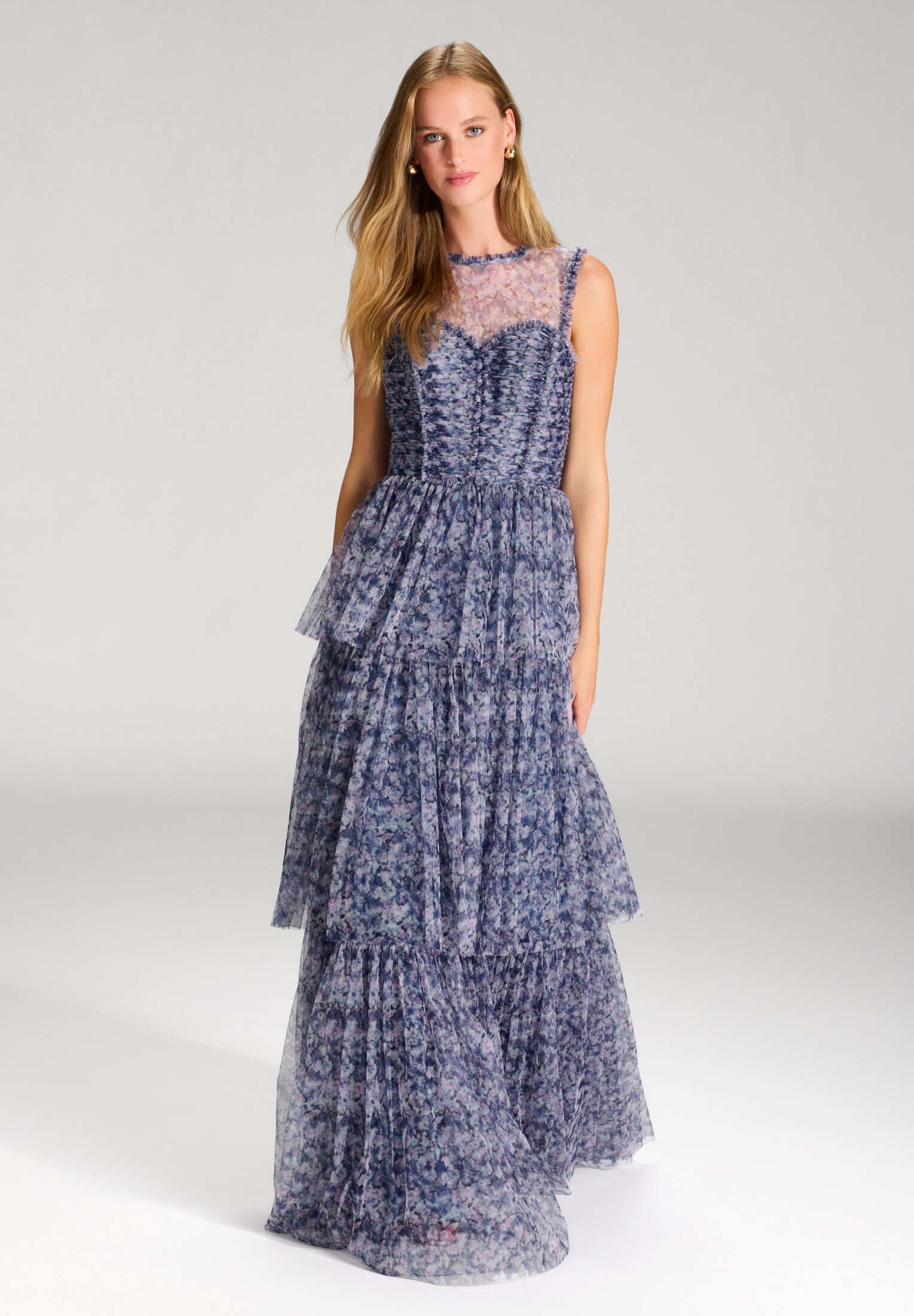 Hey Kyla Abendkleid - Printkleid aus Tüll mit Rüschendetails A-Linie günstig online kaufen