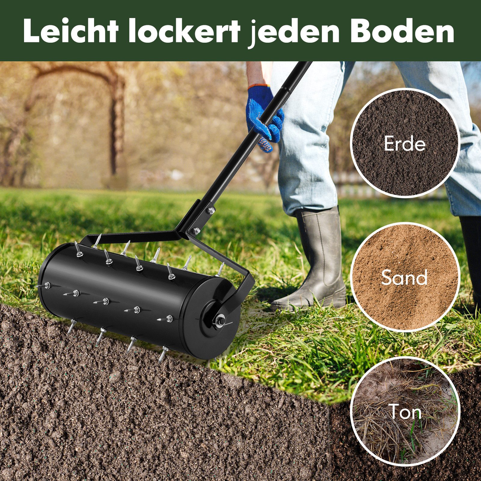 COSTWAY Rasenlüfter, (1-tlg), Rasenrolle mit Stiel günstig online kaufen