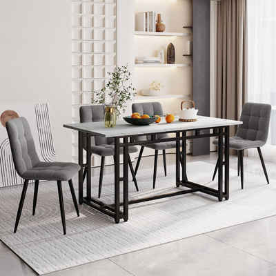 WISHDOR Essgruppe Esstisch mit 4 Stühlen, (Die Länge und Breite des Esstisches betragen 140 x 80 cm, 5-tlg), Moderne Küche Esstisch Set
