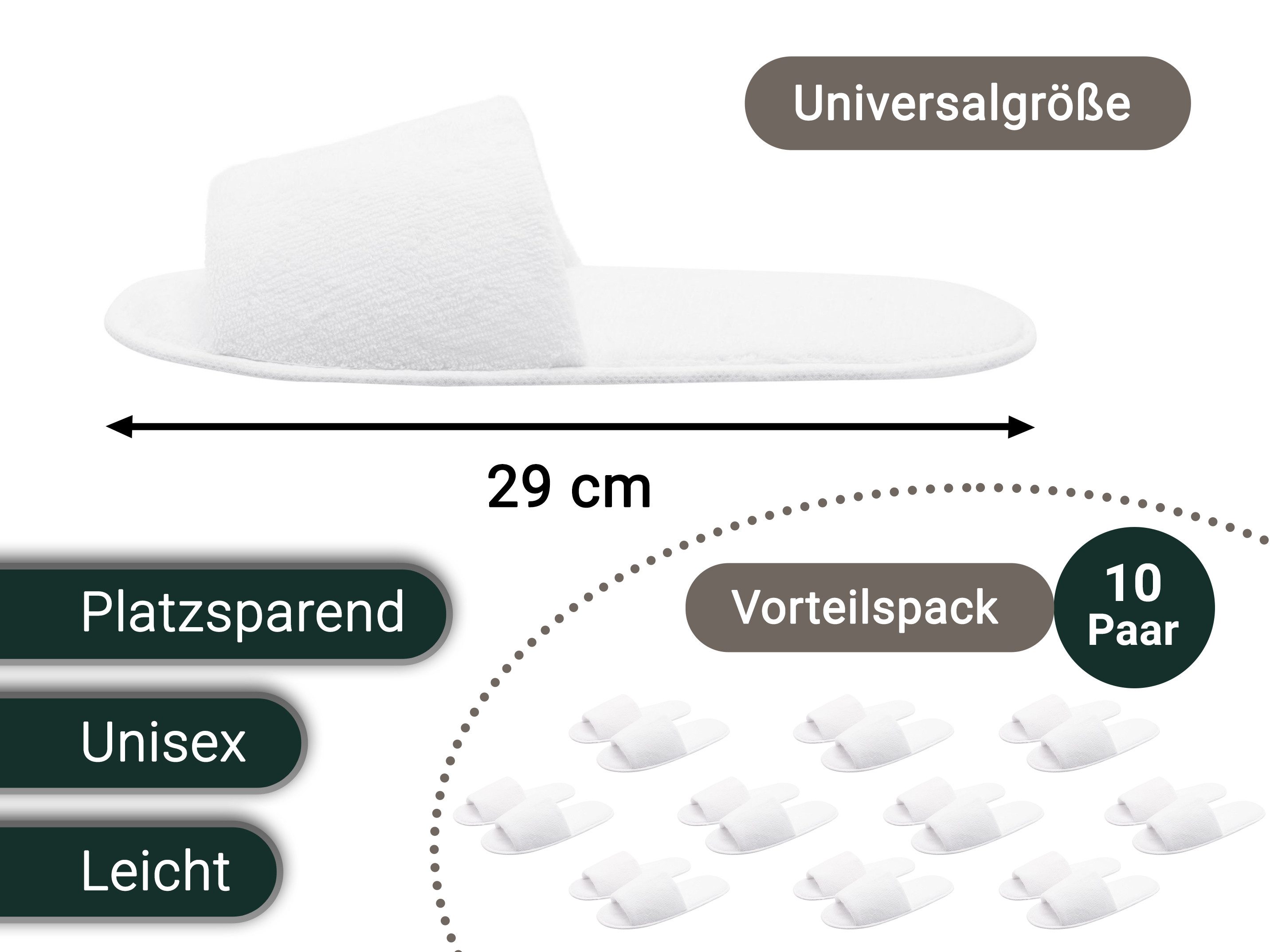 ZOLLNER Pantoffel (10-tlg) 100% Polyester, vom Hotelwäschespezialisten