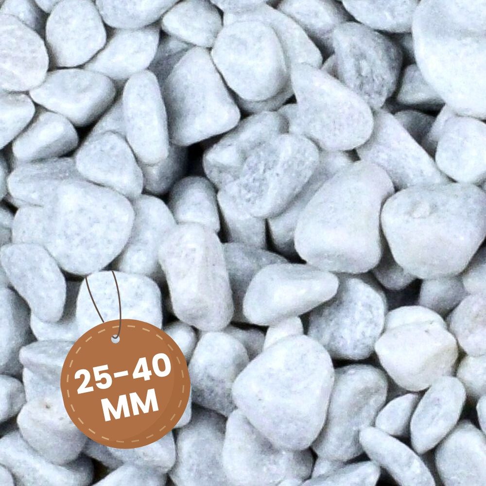 GarPet Kieselsteine Kieselsteine Garten Zierkies Weiß 25 kg Aquarium Kies Carrara Marmor