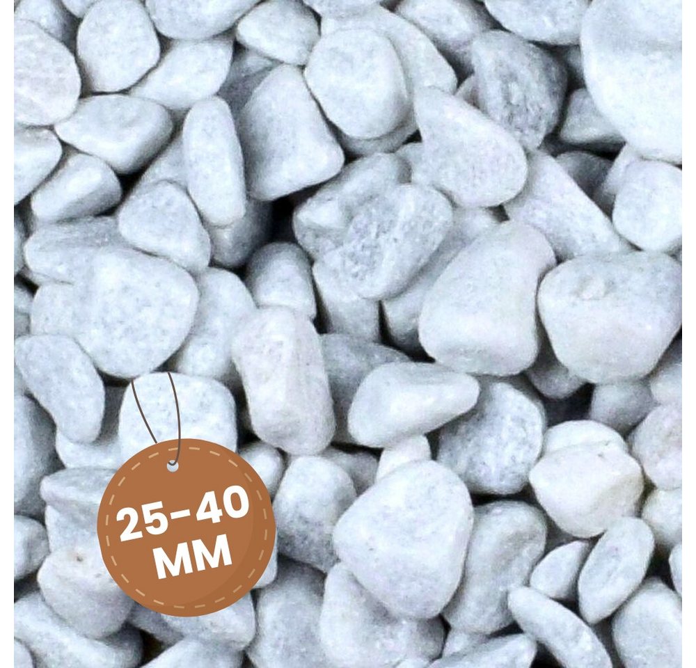 GarPet Kieselsteine Kieselsteine Garten Zierkies Weiß 25 kg Aquarium Kies Carrara Marmor