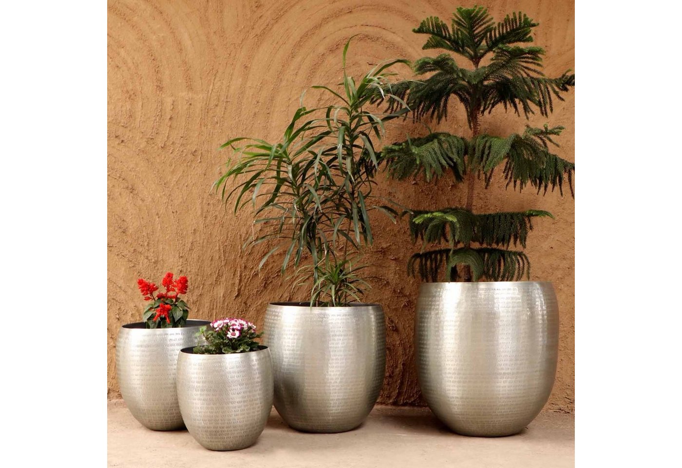 Thumbnail - Casa Moro Blumentopf Orientalischer Blumentopf Castellon Silber mit Hammerschlag verziert (Metall Pflanztopf Übertopf - ...