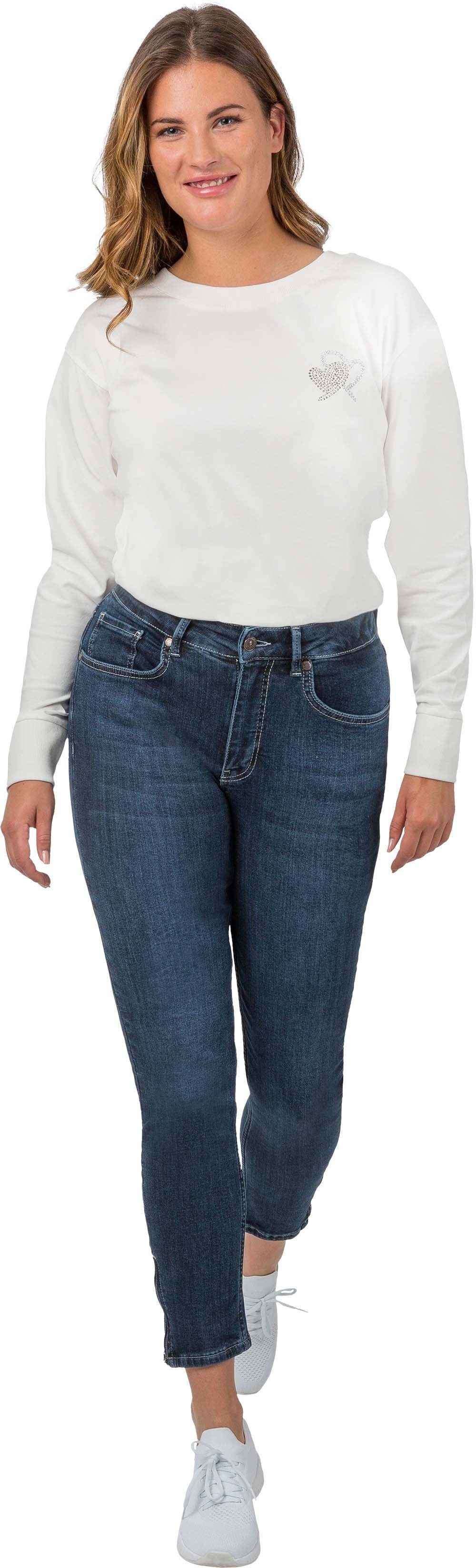 Gio Milano Stretch-Jeans Gio-Lotti-1000, verkürzte Jeans mit Reißverschluss am Beinabschluss 5-Pocket-Style