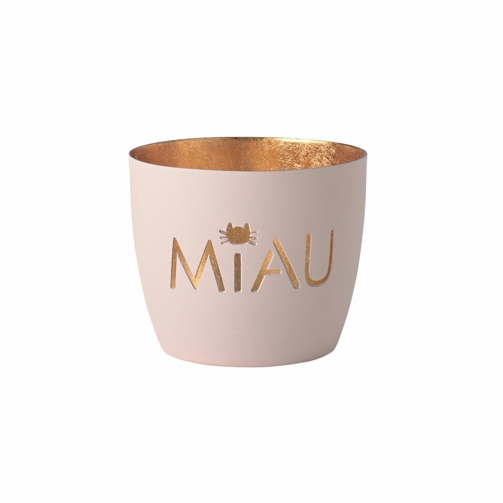 Windlicht Madras Miau M Pastellrosa, Gold, H 8.5 cm