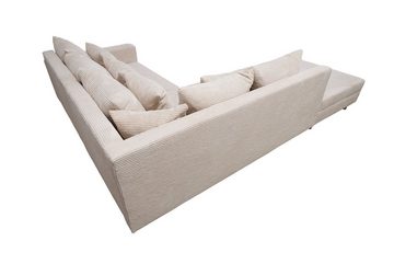 Küchen-Preisbombe Sofa Wohnlandschaft Sofa Couch Ecksofa Eckcouch Cordstoff beige Minsk L, Ecksofa + Hocker