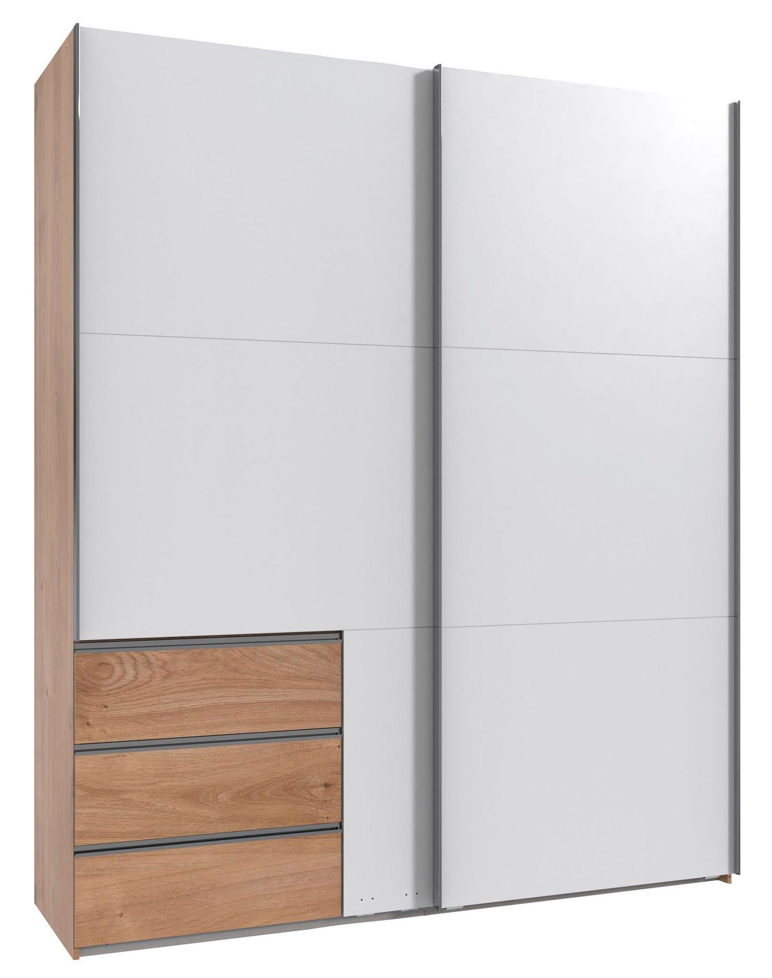 Schwebetürenschrank Kleiderschrank Prime Comfort 183x218x61 cm in Weiß mit  Spiegeltür von Polini Home