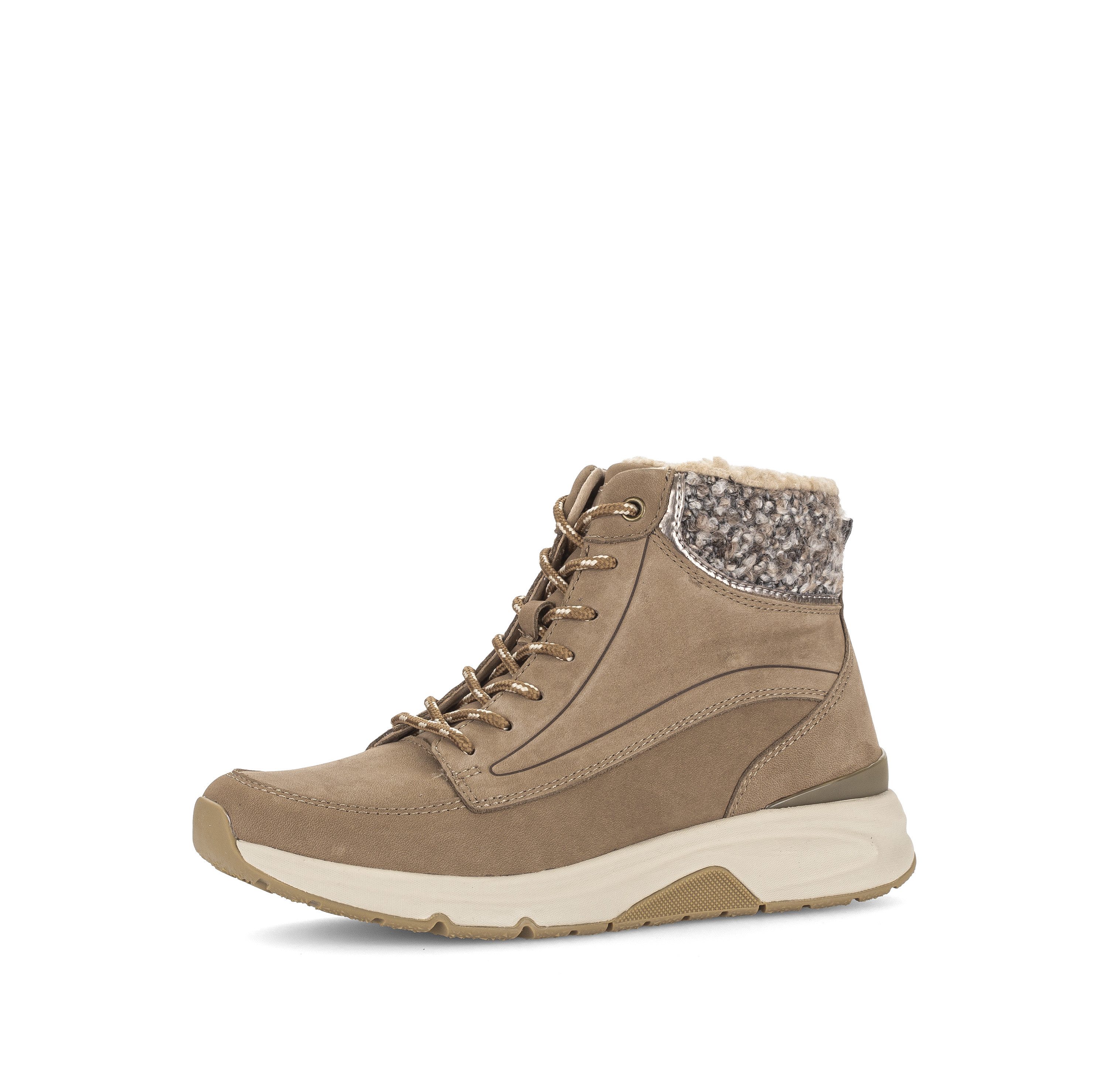 rollingsoft Schnürboots Keilabsatz, High-Top-Sneaker mit warmem Kragen