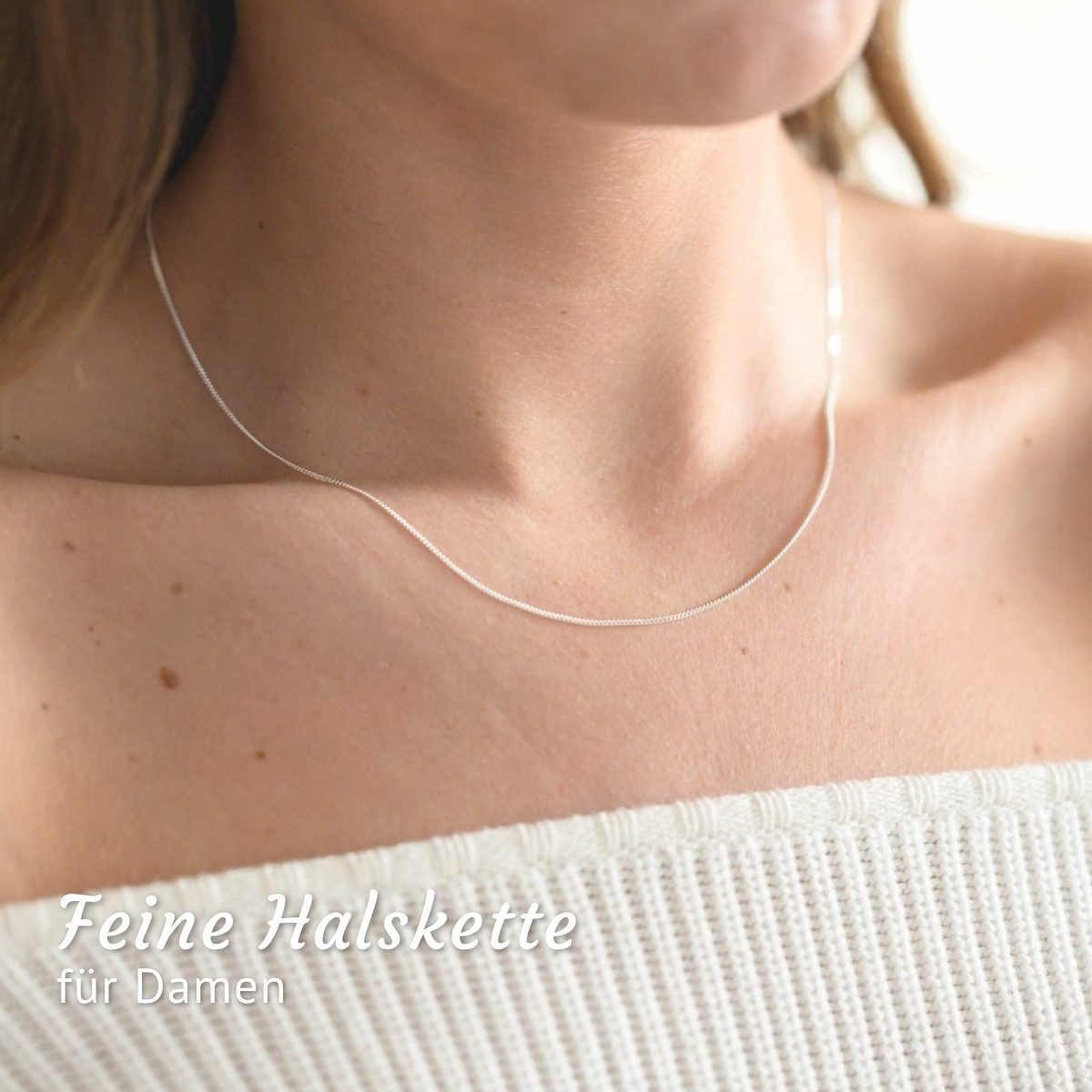 Materia Silberkette Damen Panzerkette Silber fein 1mm 40-120cm K32, 925 Sterling Silber – Bild 2 von 5
