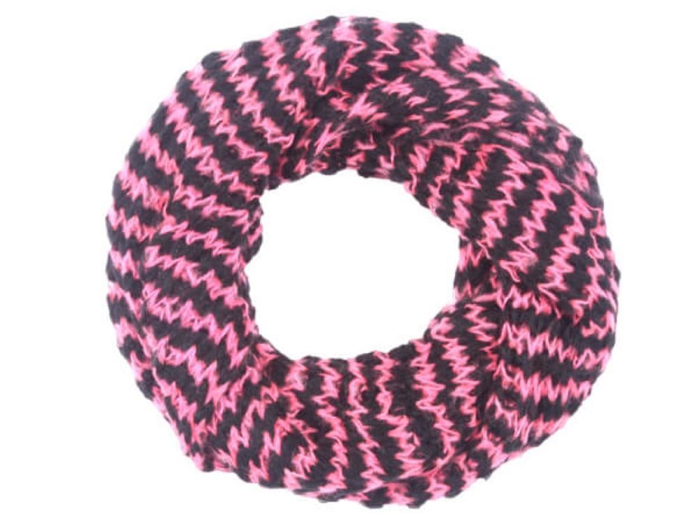 Tini - Shirts Strickschal Damen Loop Schal Streifen rosa schwarz, zweifarbig - super flauschiger Schal