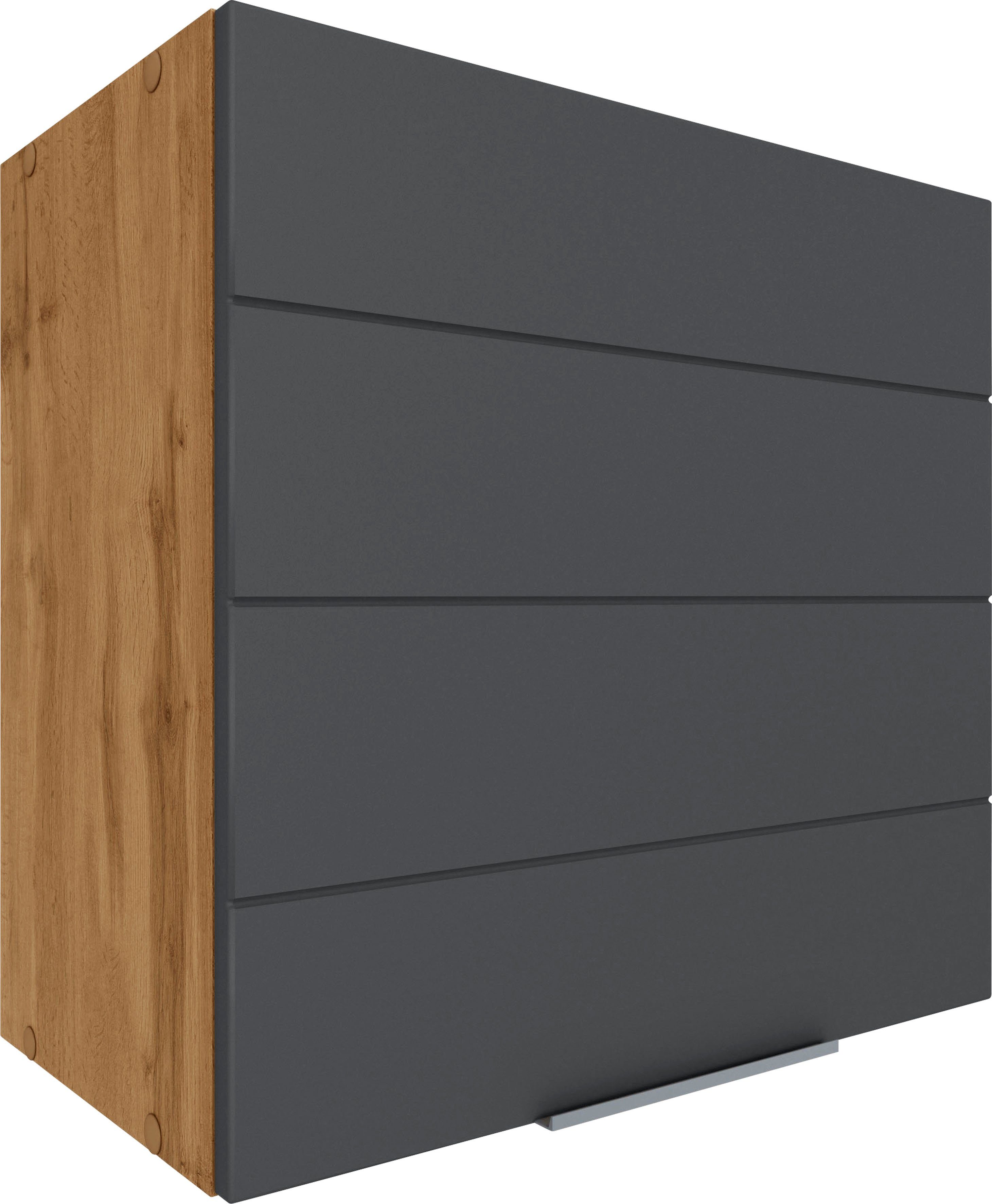 HELD MÖBEL Hängeschrank Luhe 60 cm grau Matt/wotaneichefarben wotaneiche hochwertige MDF-Fronten breit, waagerechter mit | Lisene