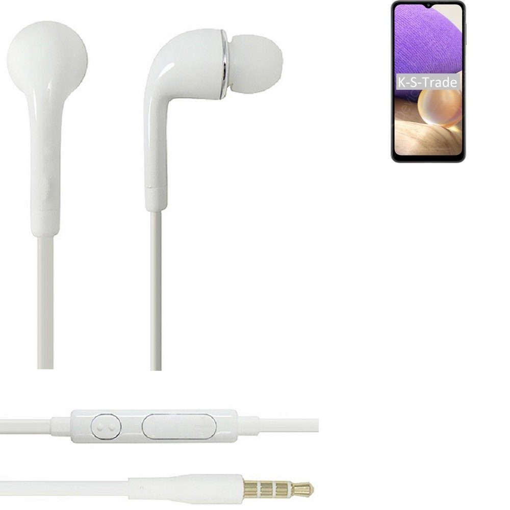 K-S-Trade für Samsung Galaxy A32 5G In-Ear-Kopfhörer (Kopfhörer Headset mit Mikrofon u Lautstärkeregler weiß 3,5mm)