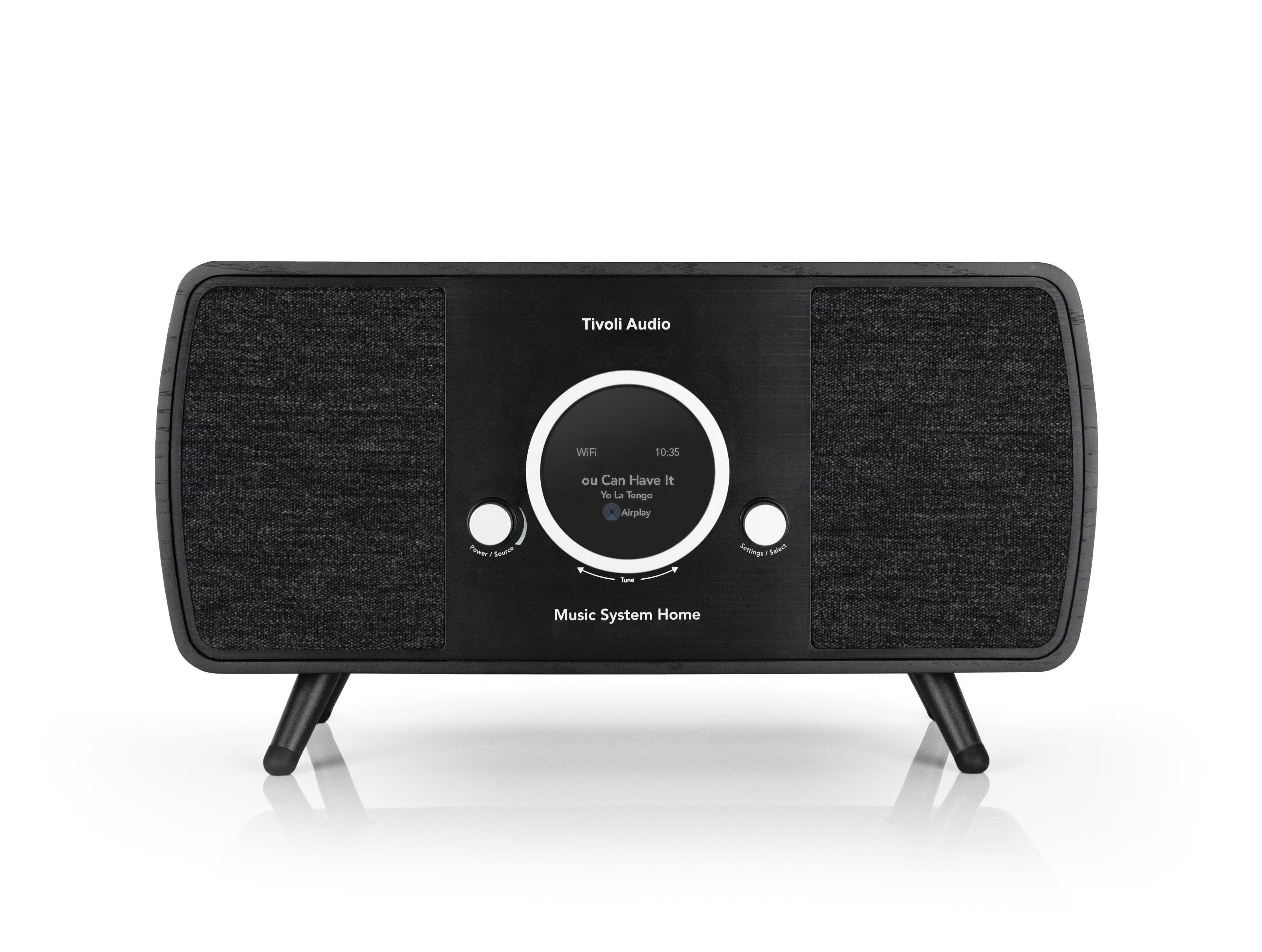 Tivoli Audio Music System Home Gen. II Stereo Bluetooth-Lautsprecher (Bluetooth, WLAN (WiFi), Multi-Media Sound-System, Echtholz-Gehäuse, DAB+ Radio) Schwarz/Schwarz