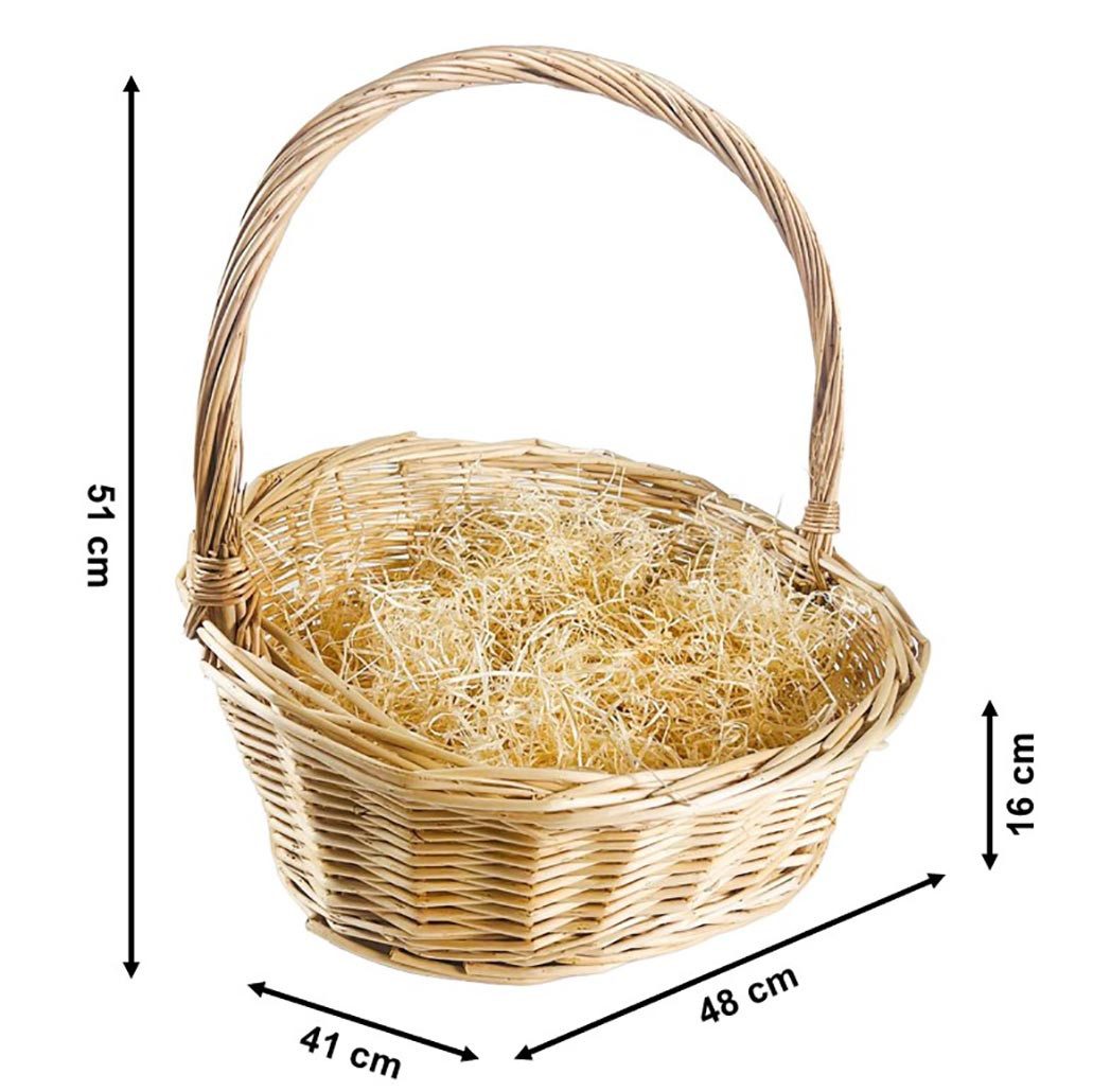 Kobolo Dekokorb Geschenkkorb natur Weide Größe 3 mit Holzwolle, Präsentkorb Weidenkor (Einzelstück, 1 St., 1 Korb), 49x41x16/50cm