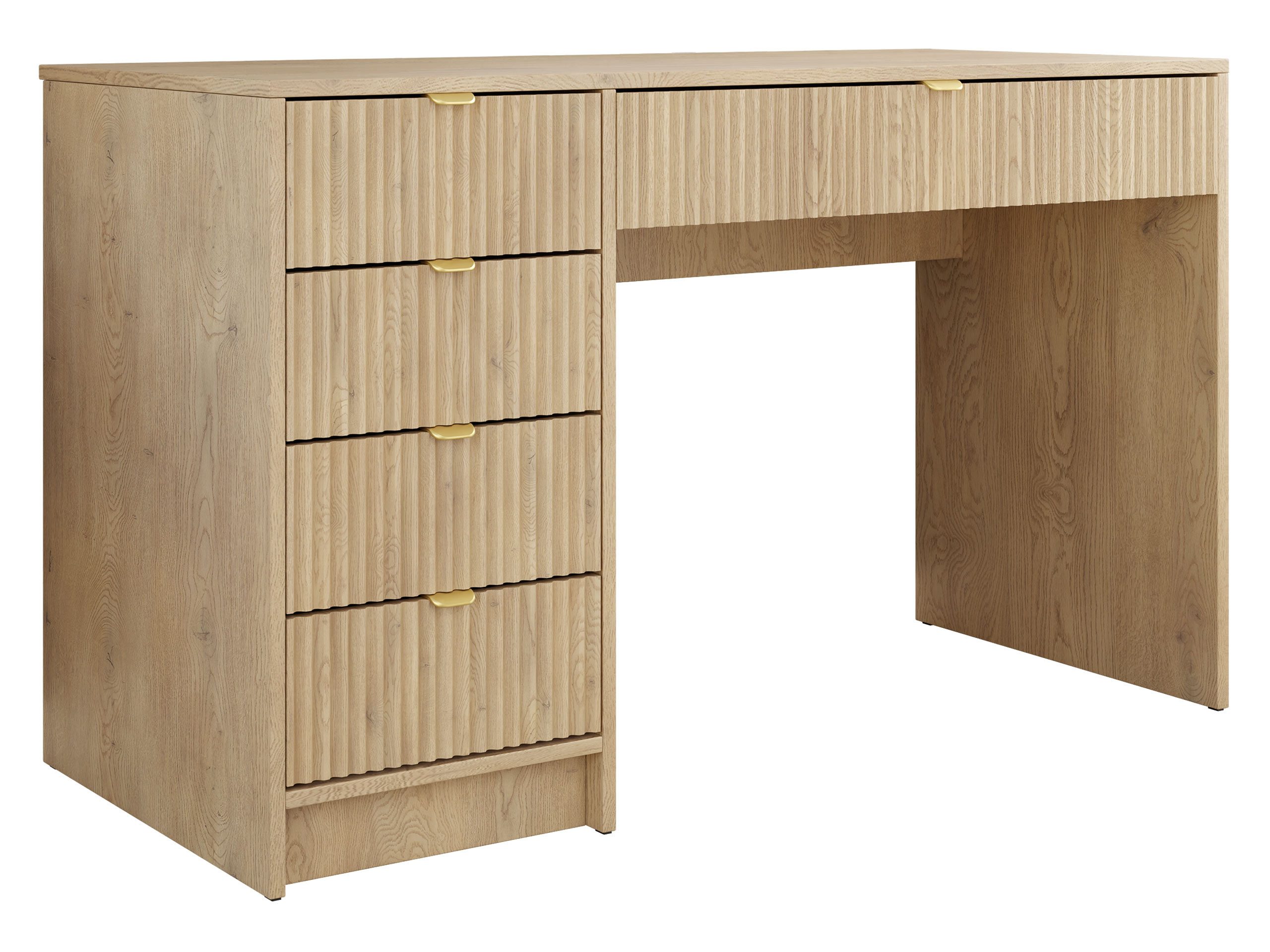 MIRJAN24 Schminktisch Tireno (5-Schubladen), Aluminiumgriffe in der Farbe Gold, Schreibtisch universell