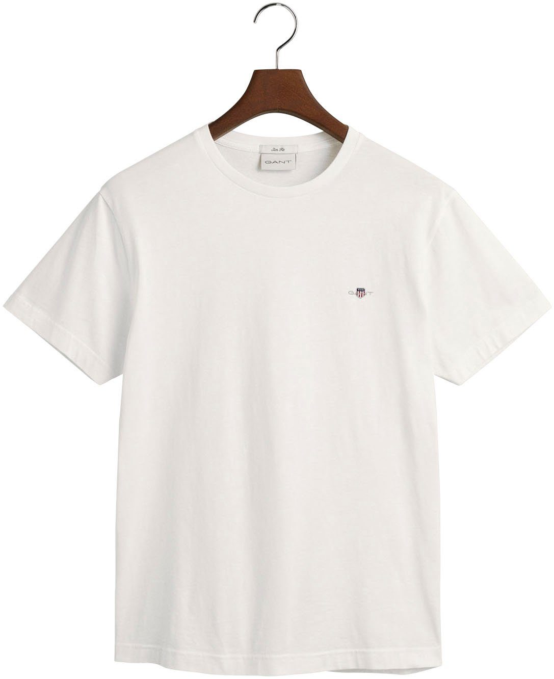 Gant T-Shirt white SS SLIM T-SHIRT Logostickerei Brust auf SHIELD der mit