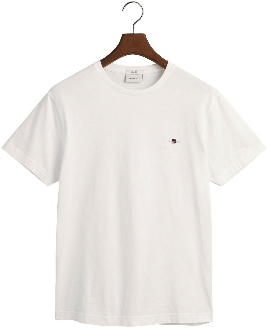 Gant T-Shirt SLIM SHIELD mit der T-SHIRT auf SS Brust white Logostickerei